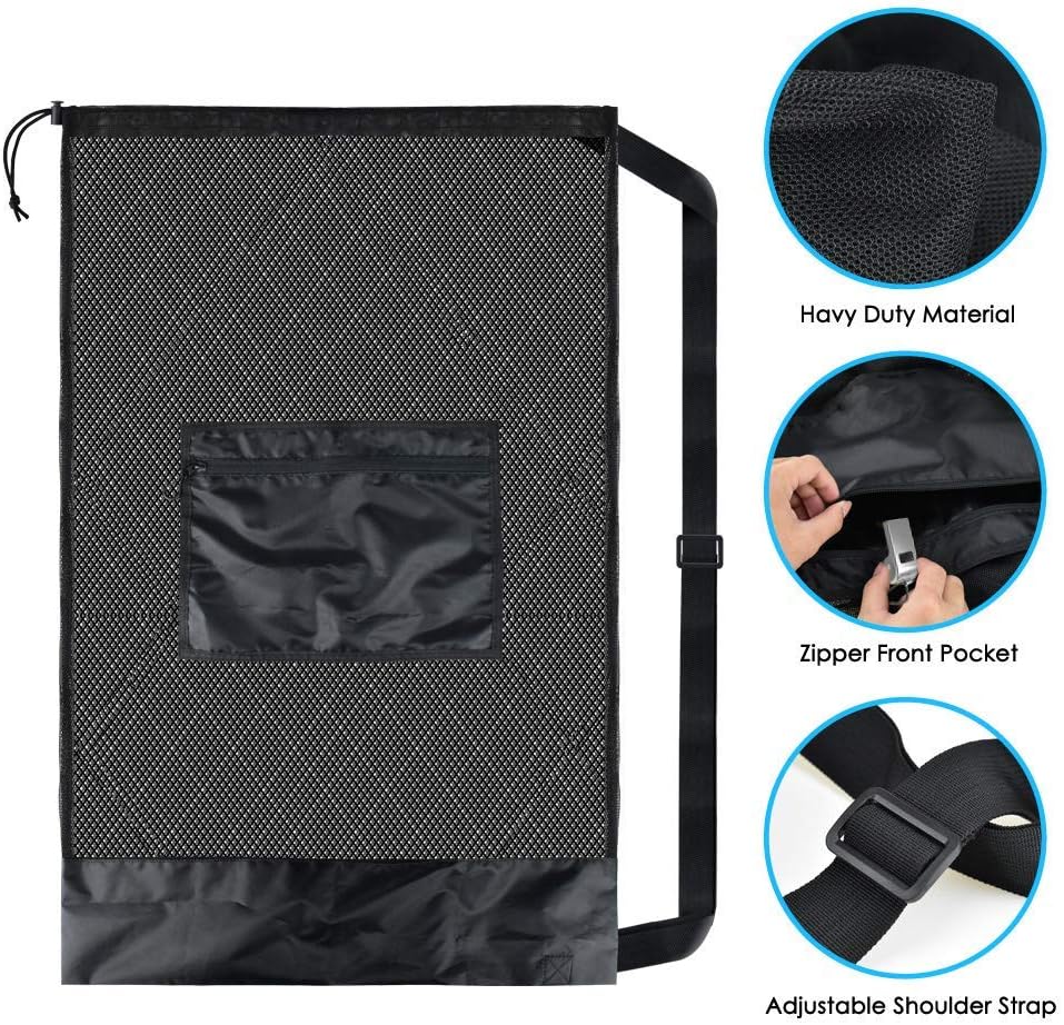 BROTOU Extra Large Mesh Ball Bag, Drawstring Socce Bag for Coach, Use for Basketball, Volleyball, Baseball, Mesh Equipmenbag with Adjustable and Portable Strap - Image 3
