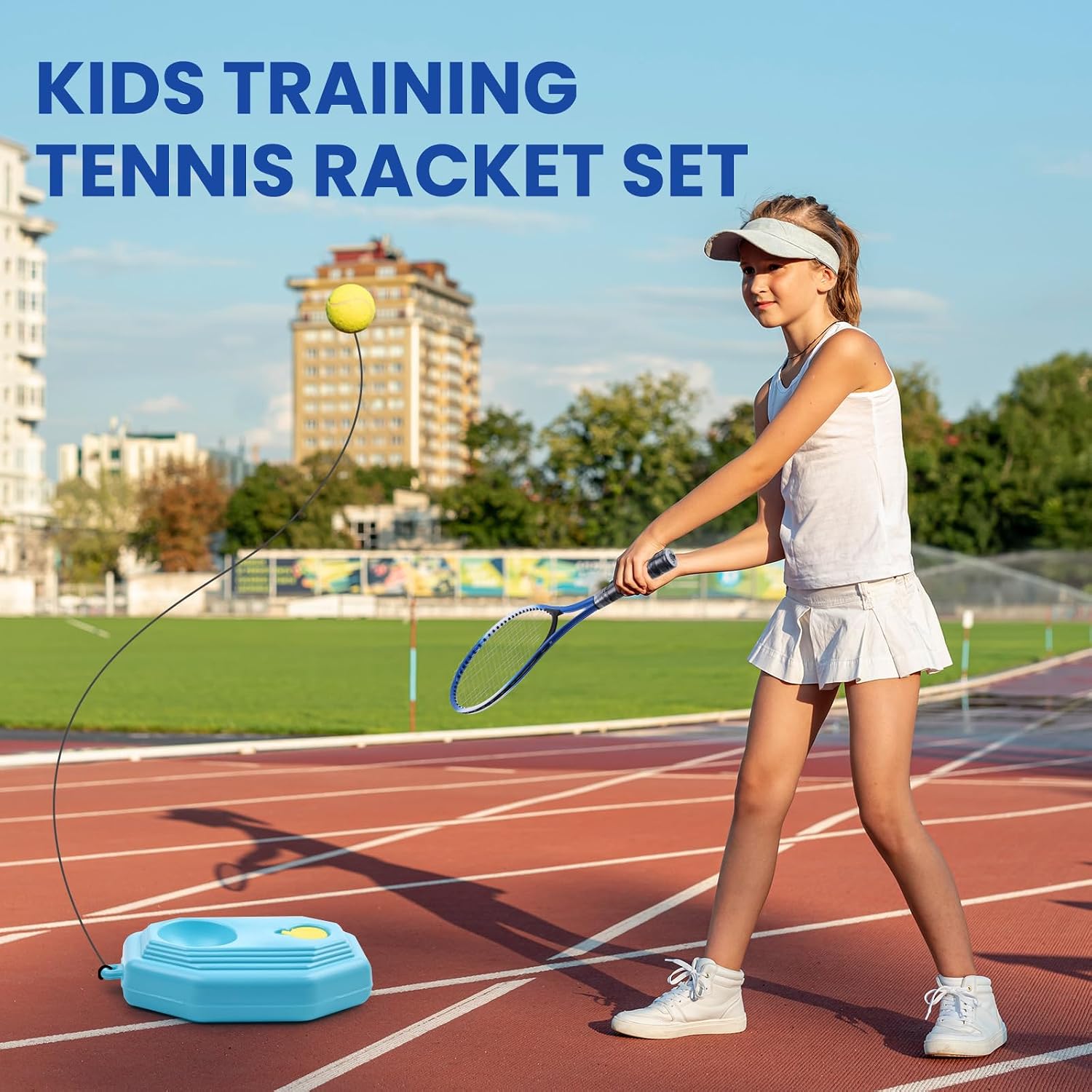 Kids Tennis Rackets Training Set - 7-in-1 Youth Tennis Racket Set, 2 pcs 19″ Rackets,1Tennis Trainer & 2Rebound Balls&1tennis Ball,Tennis Racquet Set for Beginners & Family Activities - Image 2