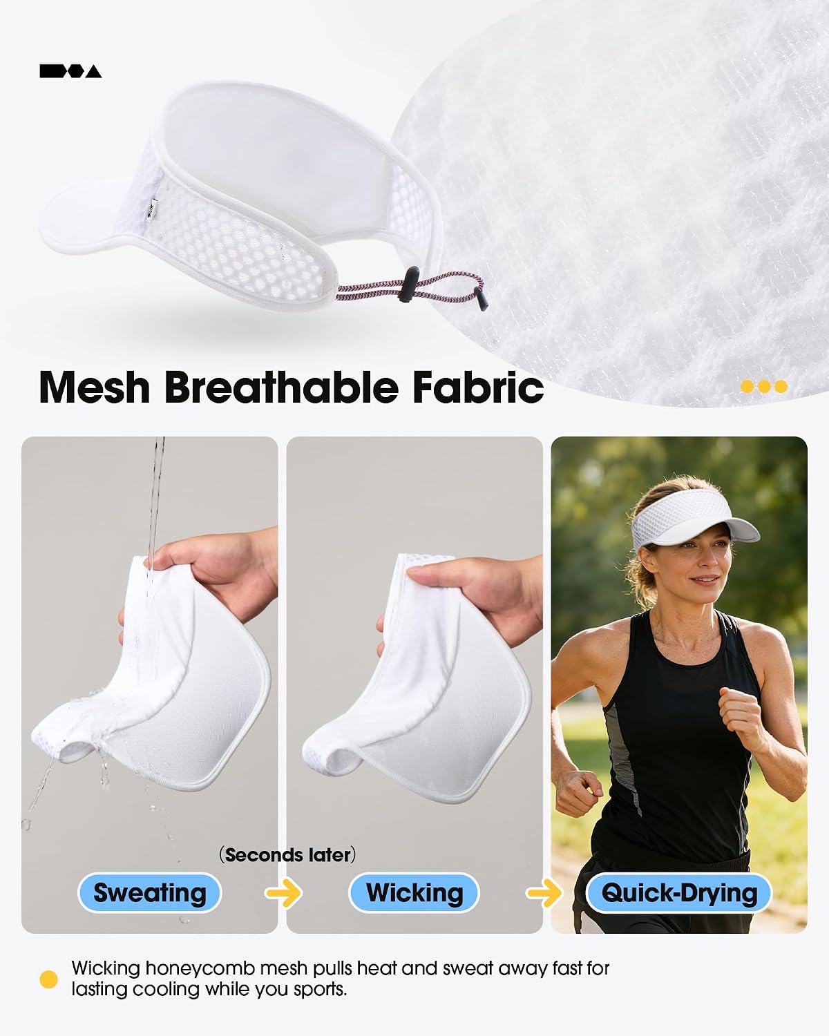 SUNMECI Mesh Breathable Sports Visor - Men Women Adjustable Lightweight Quick Dry Sun Hat for Tennis, Golf, Running - Image 5