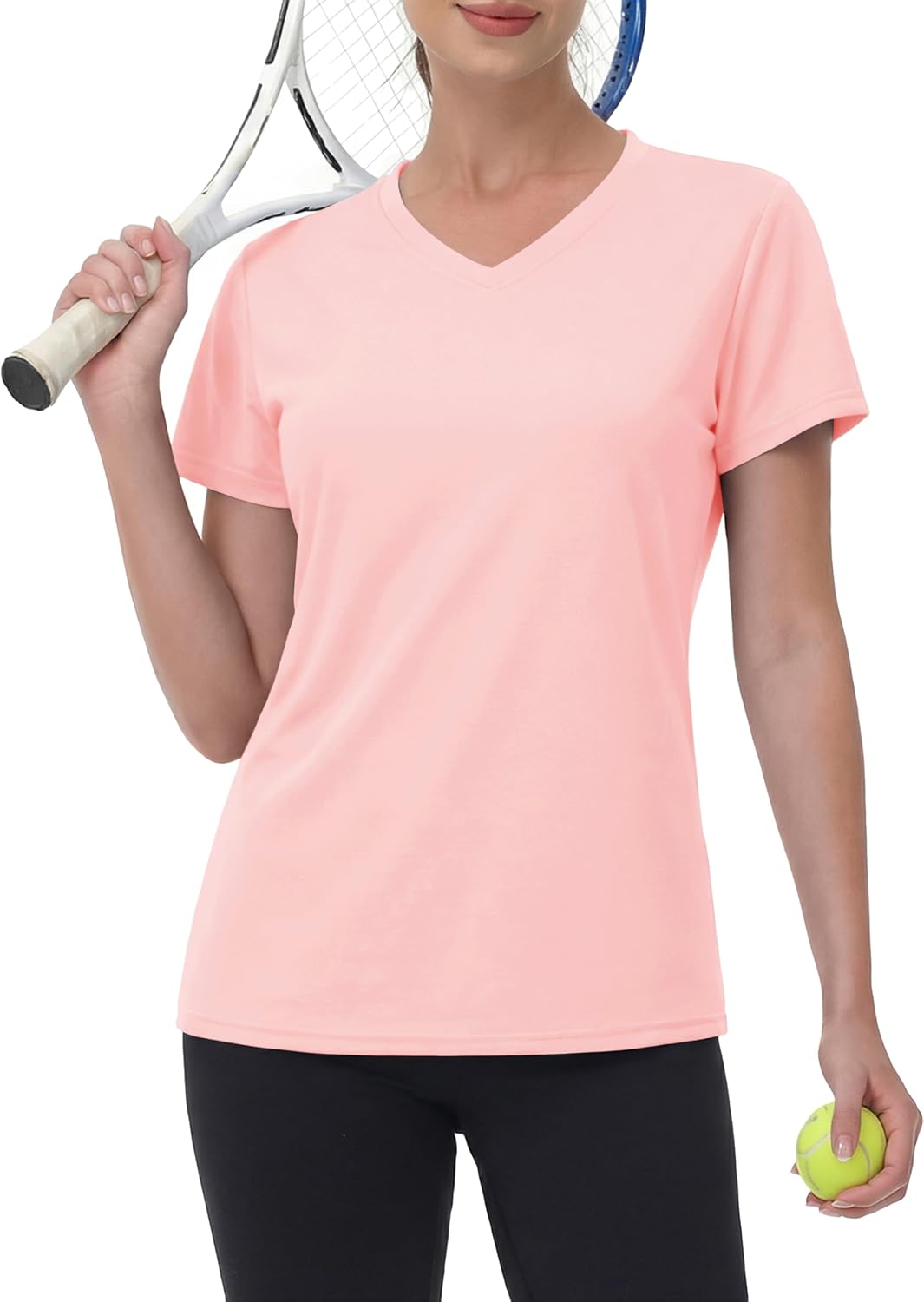 MAGCOMSEN Women's Workout Tops Short Sleeve UPF 50+ Athletic Shirts Quick Dry V-Neck T-Shirt Moisture Wicking Gym Tee - Image 3
