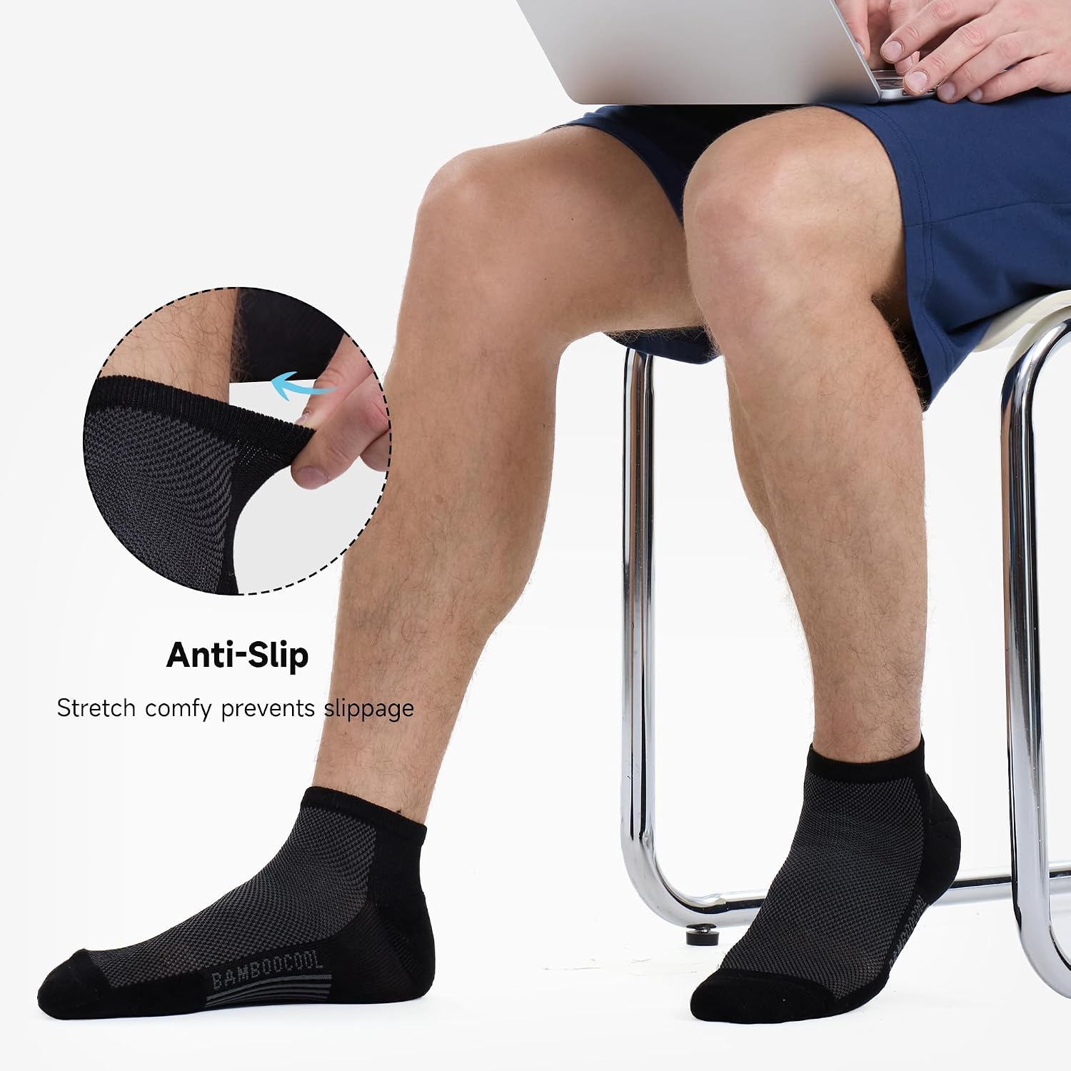 BAMBOO COOL Men's Athletic Ankle Socks Moisture Wicking, Anti-Odor Breathable Running Mesh Socks Arch Support, 8 Pack - Image 4