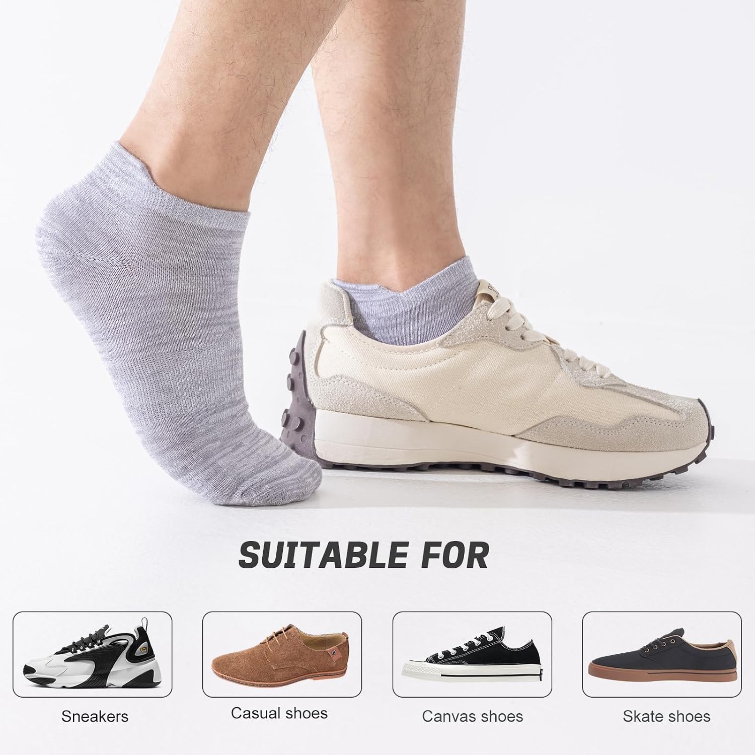 Niorasen Ankle Socks for Men, 6 Pairs Bamboo Rayon Breathable Sports Low Cut Thin, Multicolor Size 6-8 9-11 12-14 - Image 6