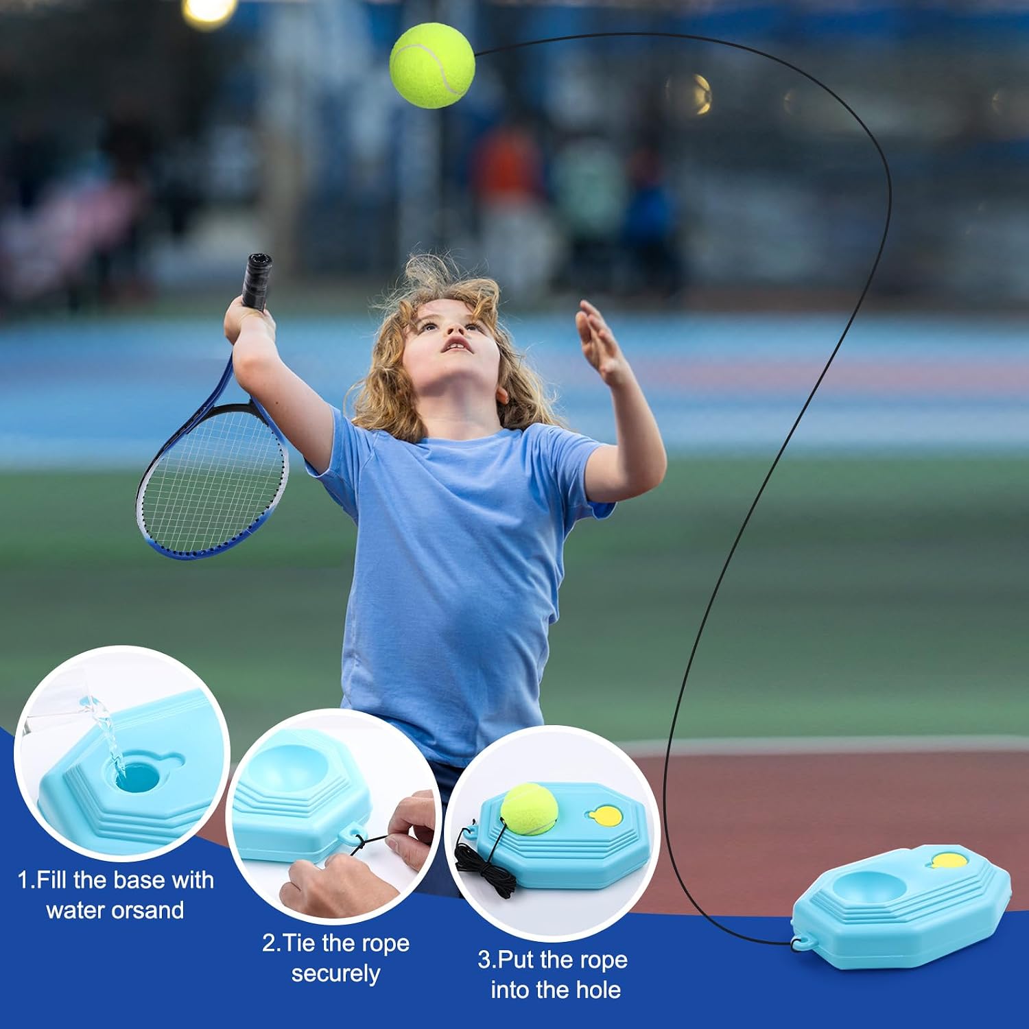 Kids Tennis Rackets Training Set - 7-in-1 Youth Tennis Racket Set, 2 pcs 19″ Rackets,1Tennis Trainer & 2Rebound Balls&1tennis Ball,Tennis Racquet Set for Beginners & Family Activities - Image 6