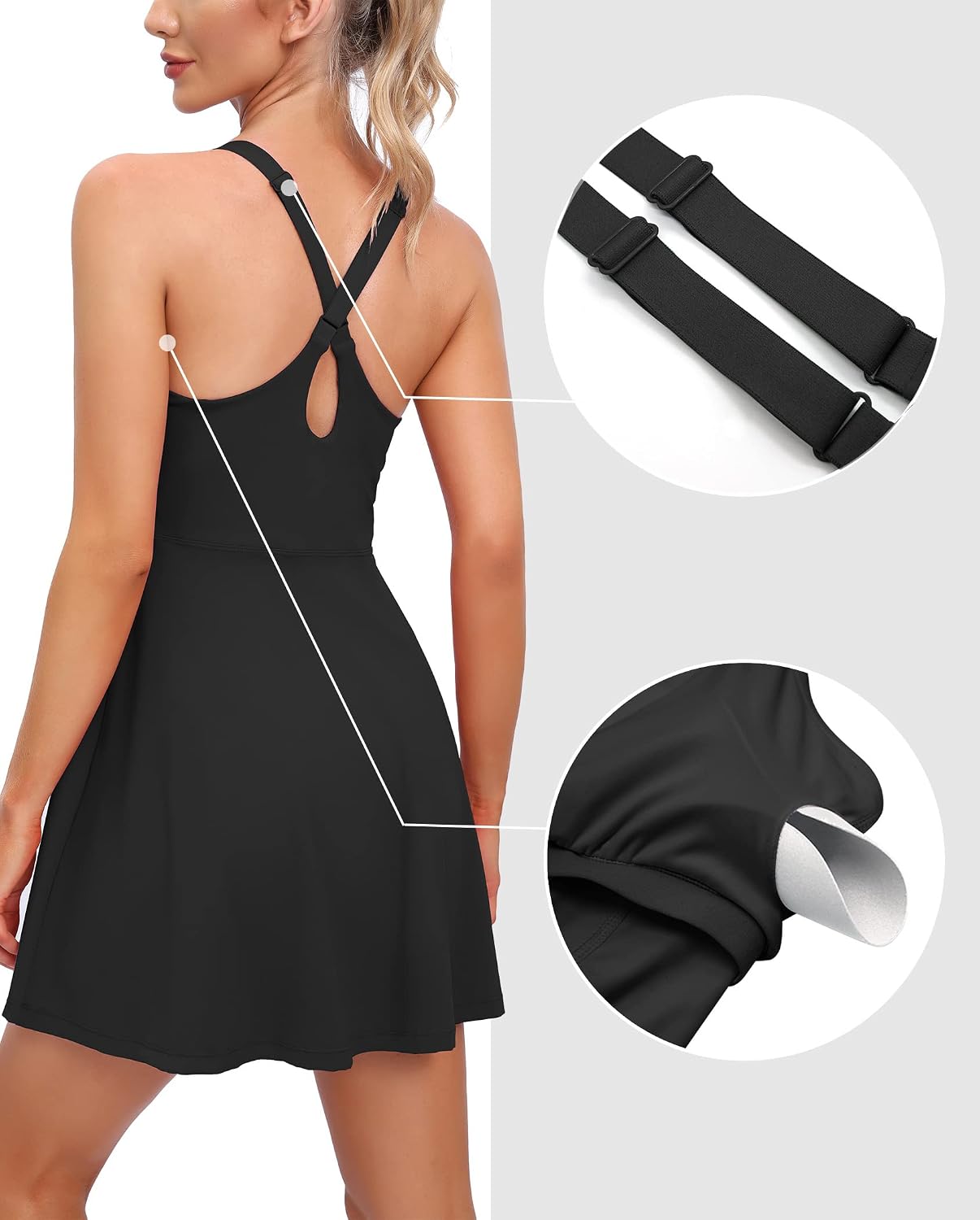 Heathyoga Tennis Dresses for Women Athletic Dress with Shorts Underneath Workout Dress with Pockets Summer Golf Outfits - Image 2
