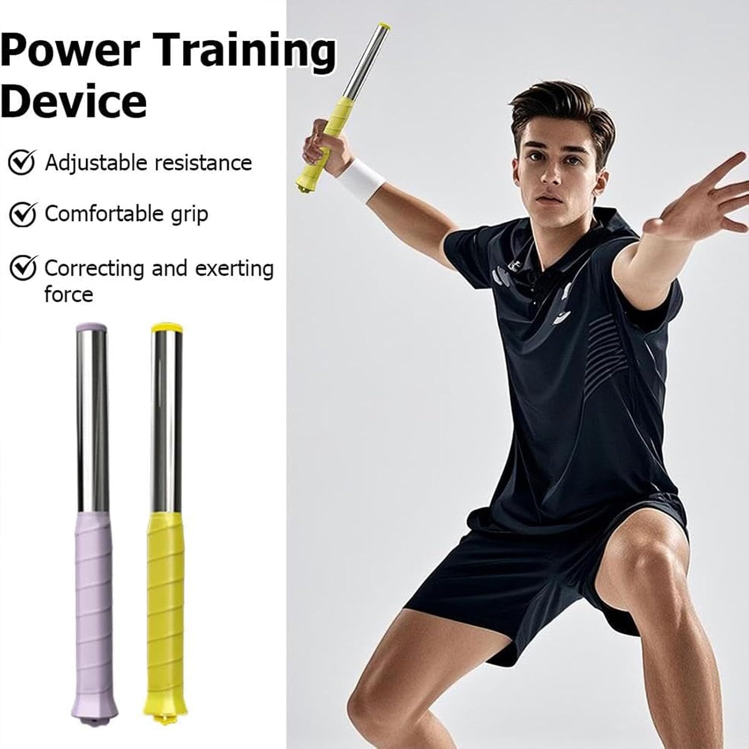 Upgraded Adjustable Magnetic Badminton Swing Trainer with Sound Feedback – Portable Wrist Strengthener & Posture Corrector for Home Gym Outdoor Court, Tennis Training Aid - Image 3