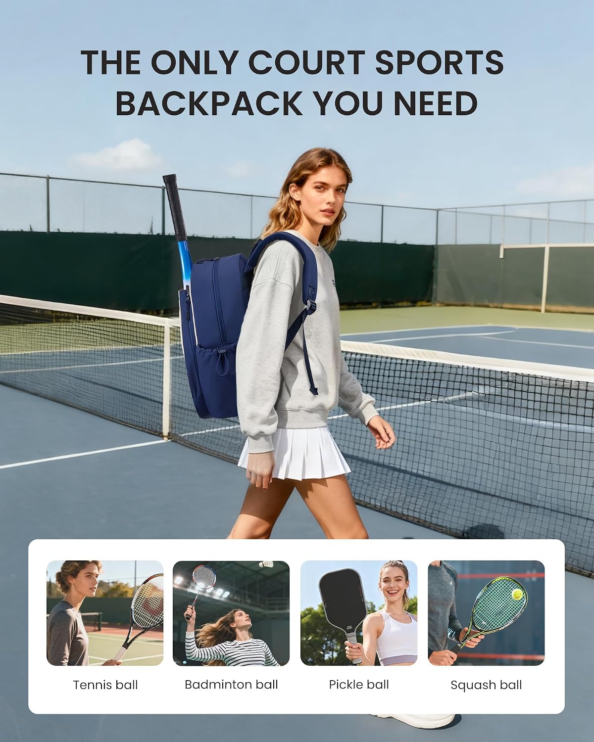 Sucipi Tennis Bag for Women and Men, Water-Resistant and Machine Washable Tennis Racket Backpack, Lightweight Sports Bag for Pickleball, Badminton - Image 7