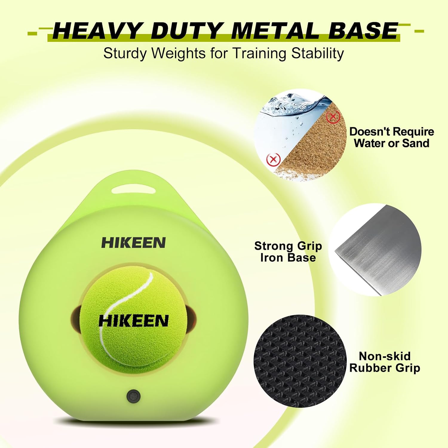 Hikeen Premium Tennis Trainer Rebound with Metal Base,Portable Solo Tennis Trainer Set with 3 Highly Elastic String Balls,Tennis Practice Equipment for Adult Kids an Beginners - Image 2