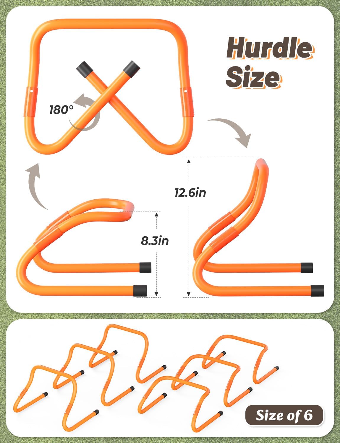 GHB Agility Hurdles Adjustable 8.3"&12.6" Speed Training Equipment Set | Foldable, Sturdy, Drill Guide &Carry Bag Included, For Amateur & Athletes, Soccer & Basketball - Image 2