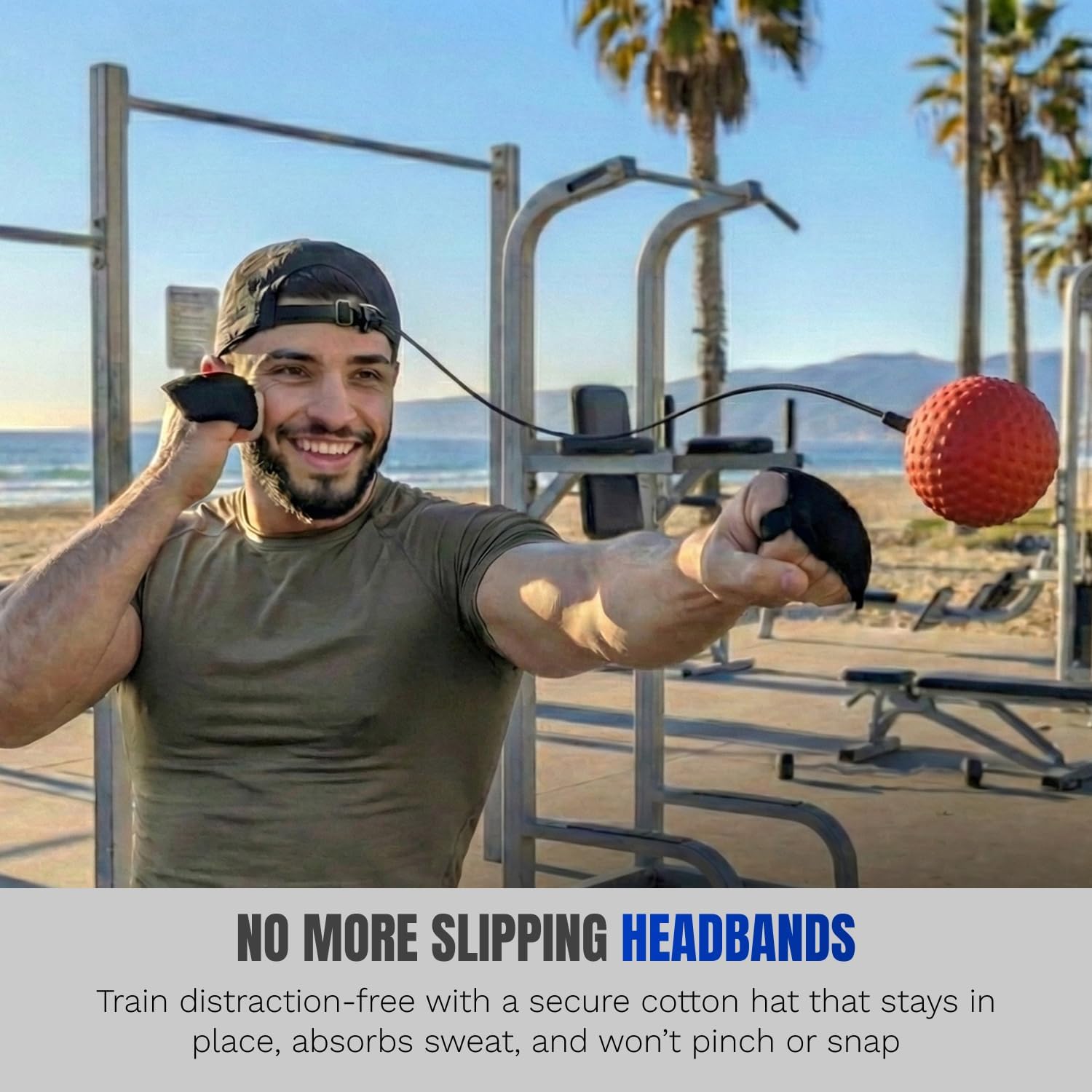 Reflex Ball Hat Kit for Boxing – 2 Speed Levels, Click-to-Adjust Metal Lock & Knuckle Guards | Cotton Hat Punch Ball Set for Reaction Time, Speed & Coordination Training | PunchLab App Compatible - Image 2