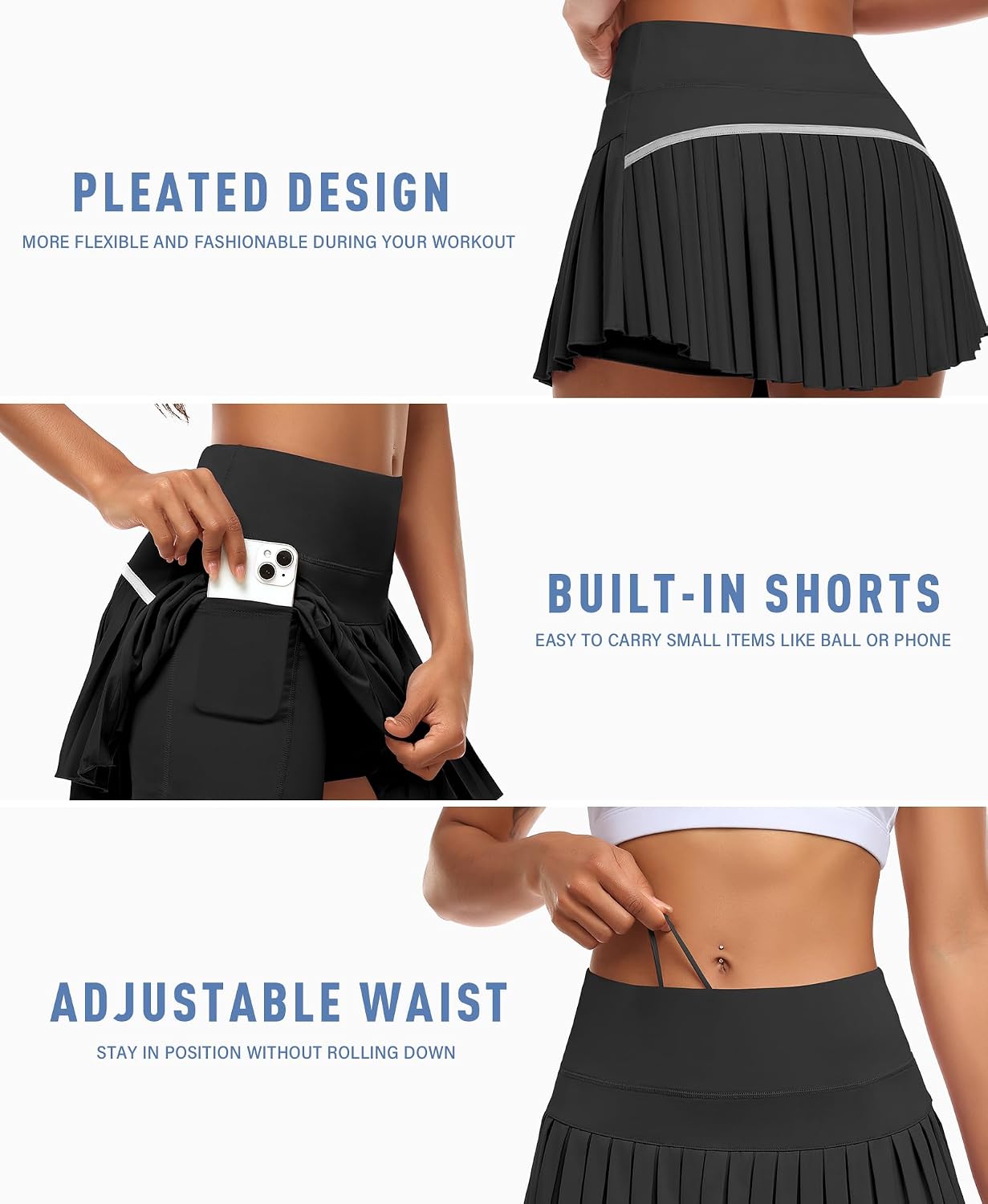 JoyGirl Womens Pleated Tennis Skirt with Shorts High Waisted Golf Skort Mini Skirt Workout Skirt Athletic Skorts with Pockets - Image 4