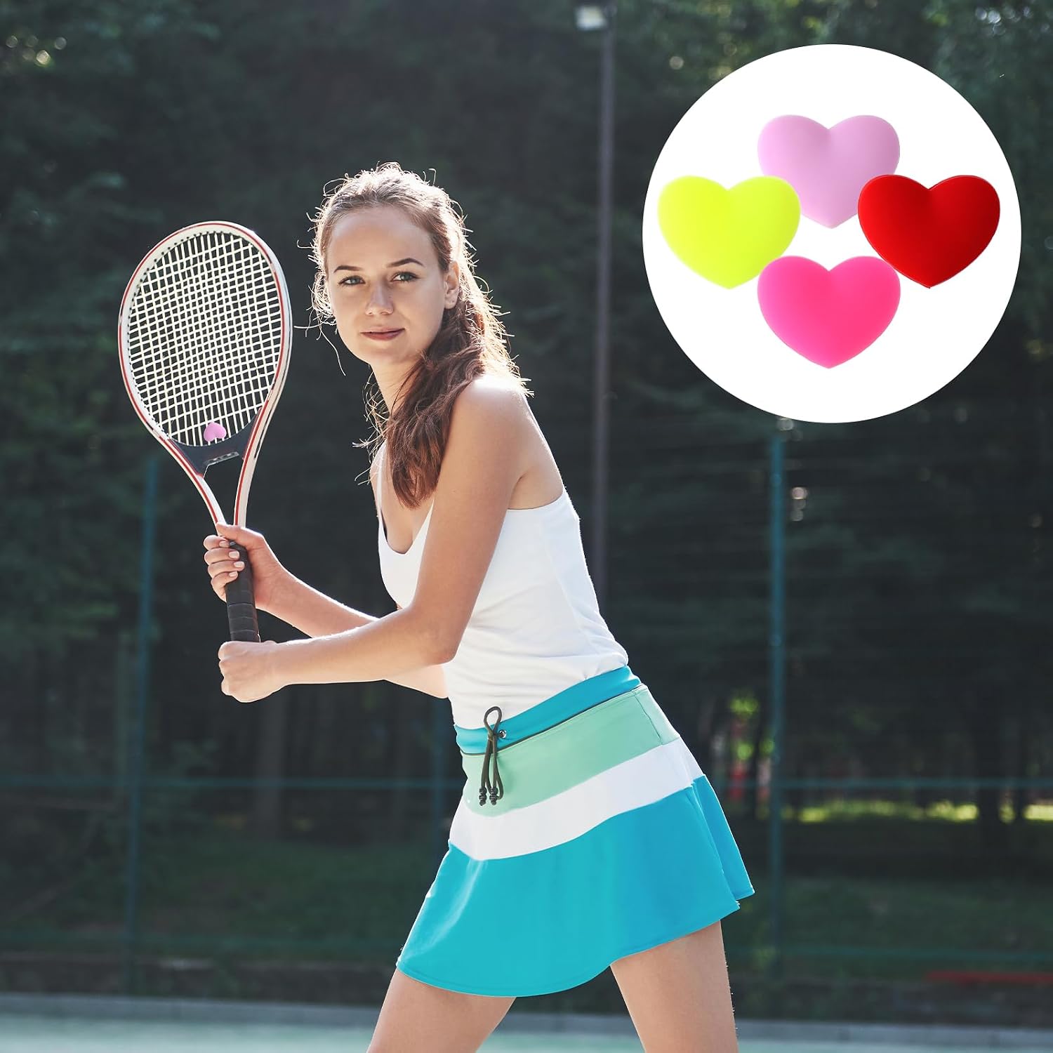 KALIONE 4pcs Tennis Vibration Dampener, Tennis Racket Shock Absorbers, Heart-Shaped Silicone Dampener Tool for Tennises Racquet String Dampeners Cute Tennises Supplies(Mixed Colors) - Image 5