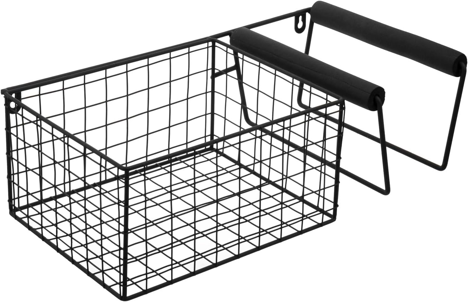 MyGift Hanging Metal Tennis Racquet and Tennis Ball Storage Basket Rack, Wall Mounted Racket Holder - Image 7