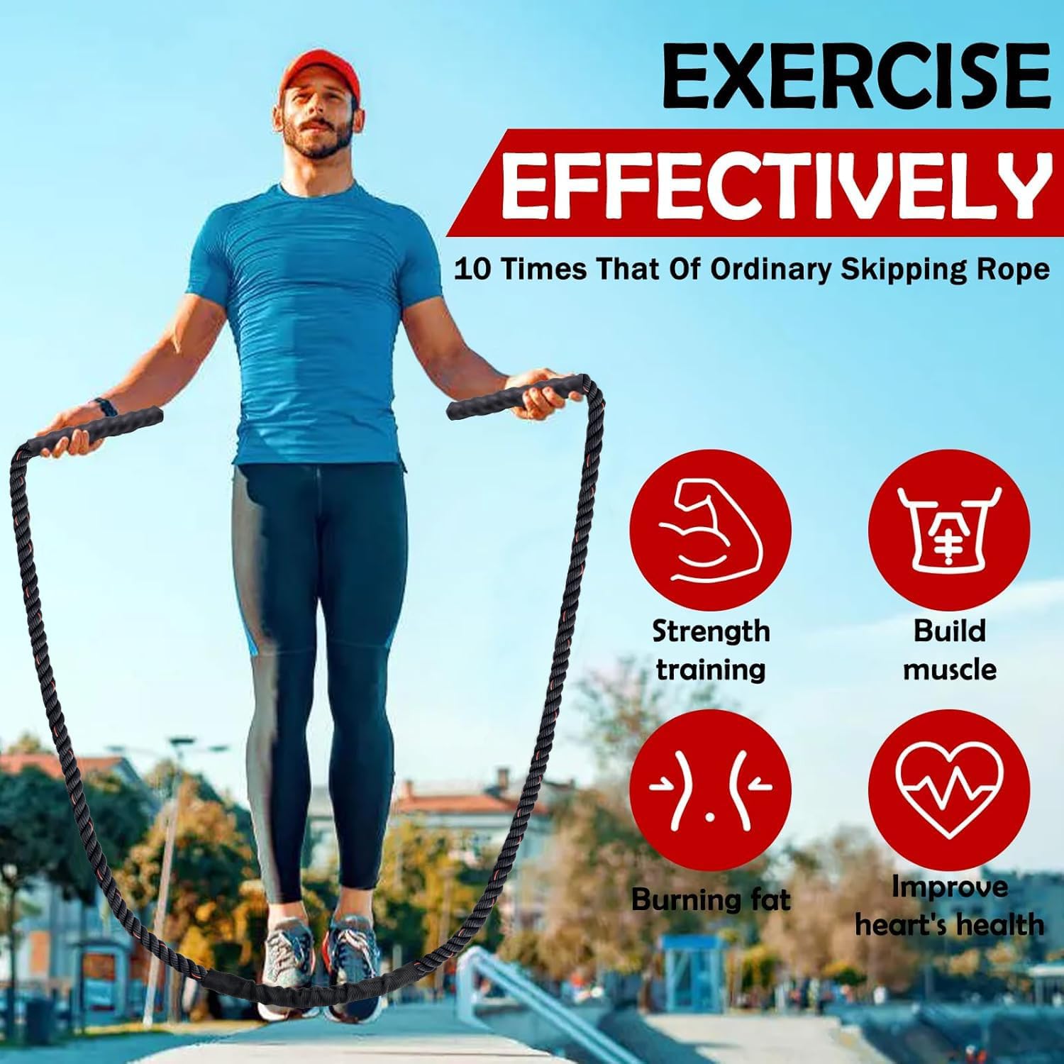 Weighted Jump Rope for Men Women, 1.5lb 2.8lb Heavy Jumping Ropes for Fitness, Adult Skipping Rope for Home Gym Exercise, Improve Strength and Building Muscle Workout Equipment - Image 4