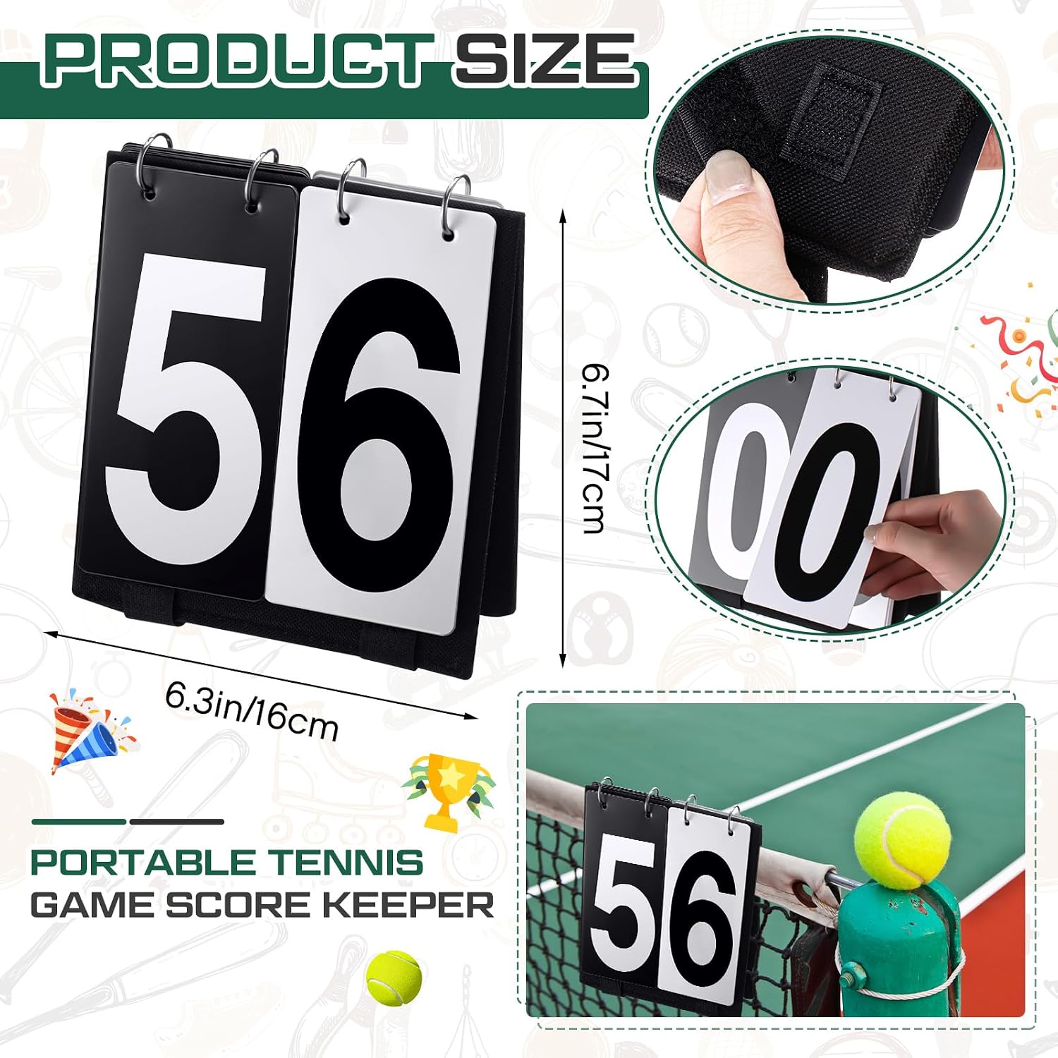 Over Net Tennis Score Keeper Flip Scoreboards Portable for Volleyball Basketball Coaching Tennis Outdoor - Image 2