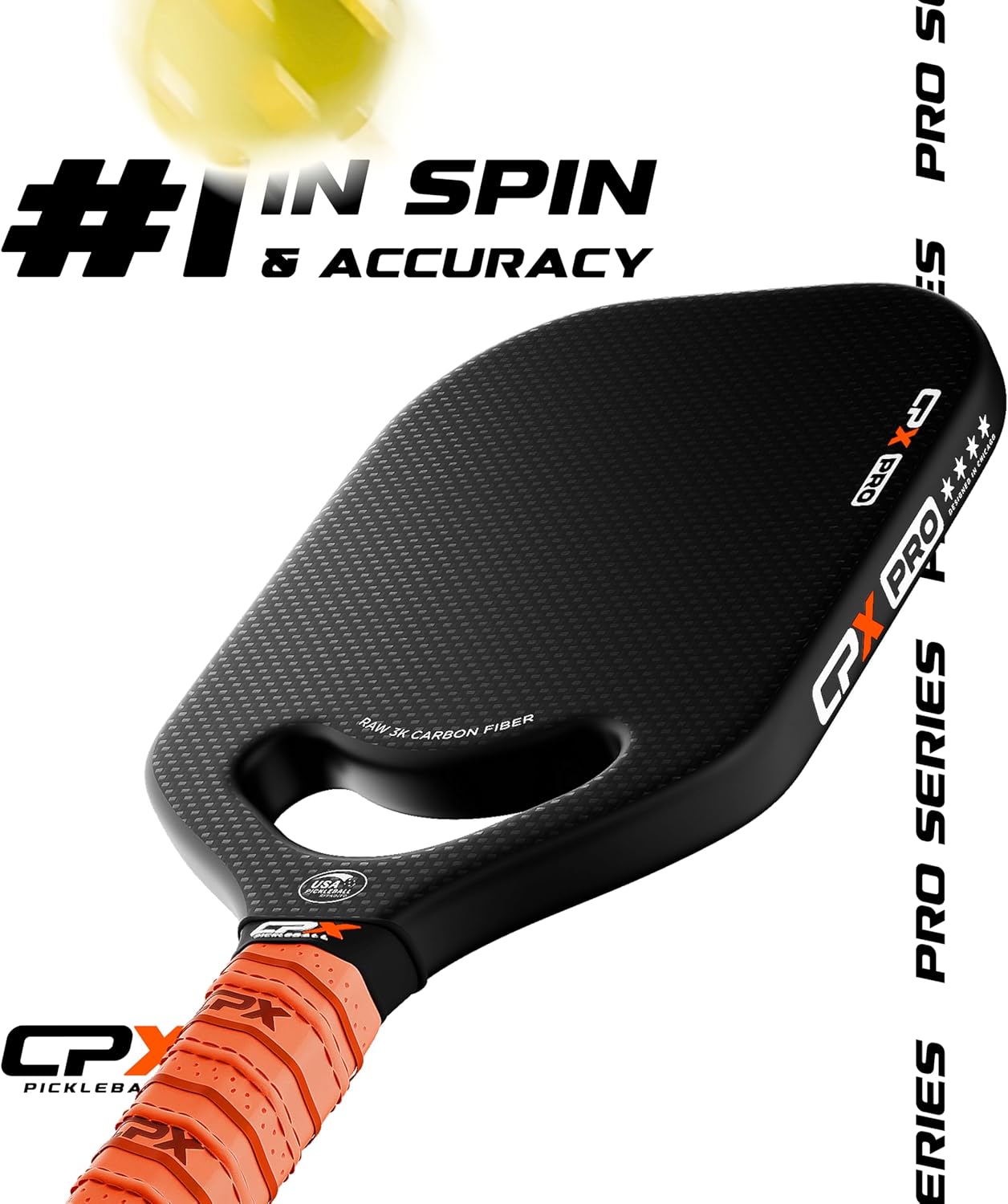 CPX Pro Carbon Fiber Pickleball Paddle - Professional Grade, Matte Finish, Honeycomb Core, Tennis Style Grip - Edgeless Paddle Designed in Chicago, USA - Image 8