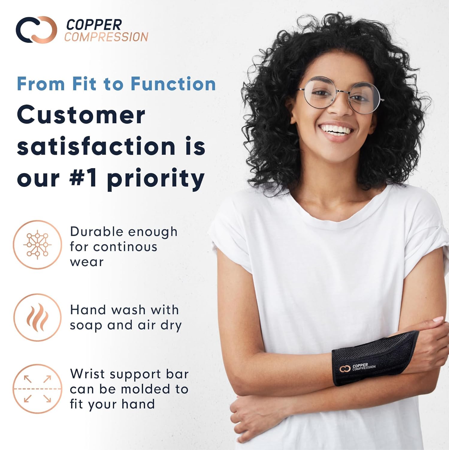 Copper Compression Advanced Wrist Brace - Copper Infused Adjustable Orthopedic Support Splint for Pain, Carpal Tunnel, Arthritis, Tennis Elbow, Tendinitis, RSI, Ganglion Cyst for Men Women Right S/M - Image 5
