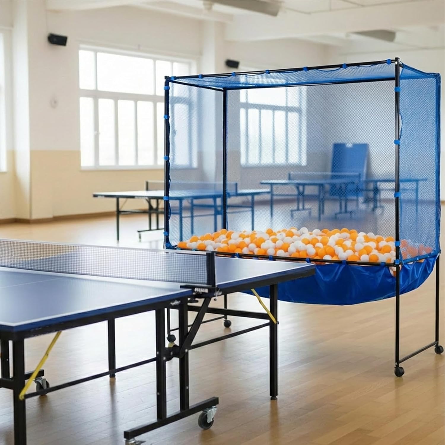 Table Tennis Catch Net with Ball Collection Bag - Premium Ping Pong Catch Net & Training Equipment for Robots & Serving Practice, Foldable Table Tennis Training Equipment Backstop Catcher - Image 3