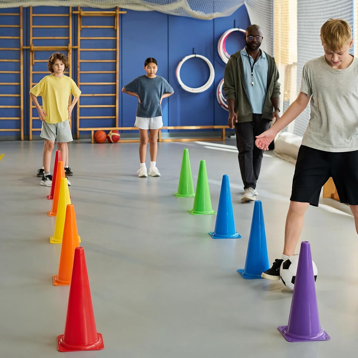 Seenelling 6 Pcs PE Cones Flexible Vinyl Poly 6-Colored PE Class Equipment for Sports Training - Image 5