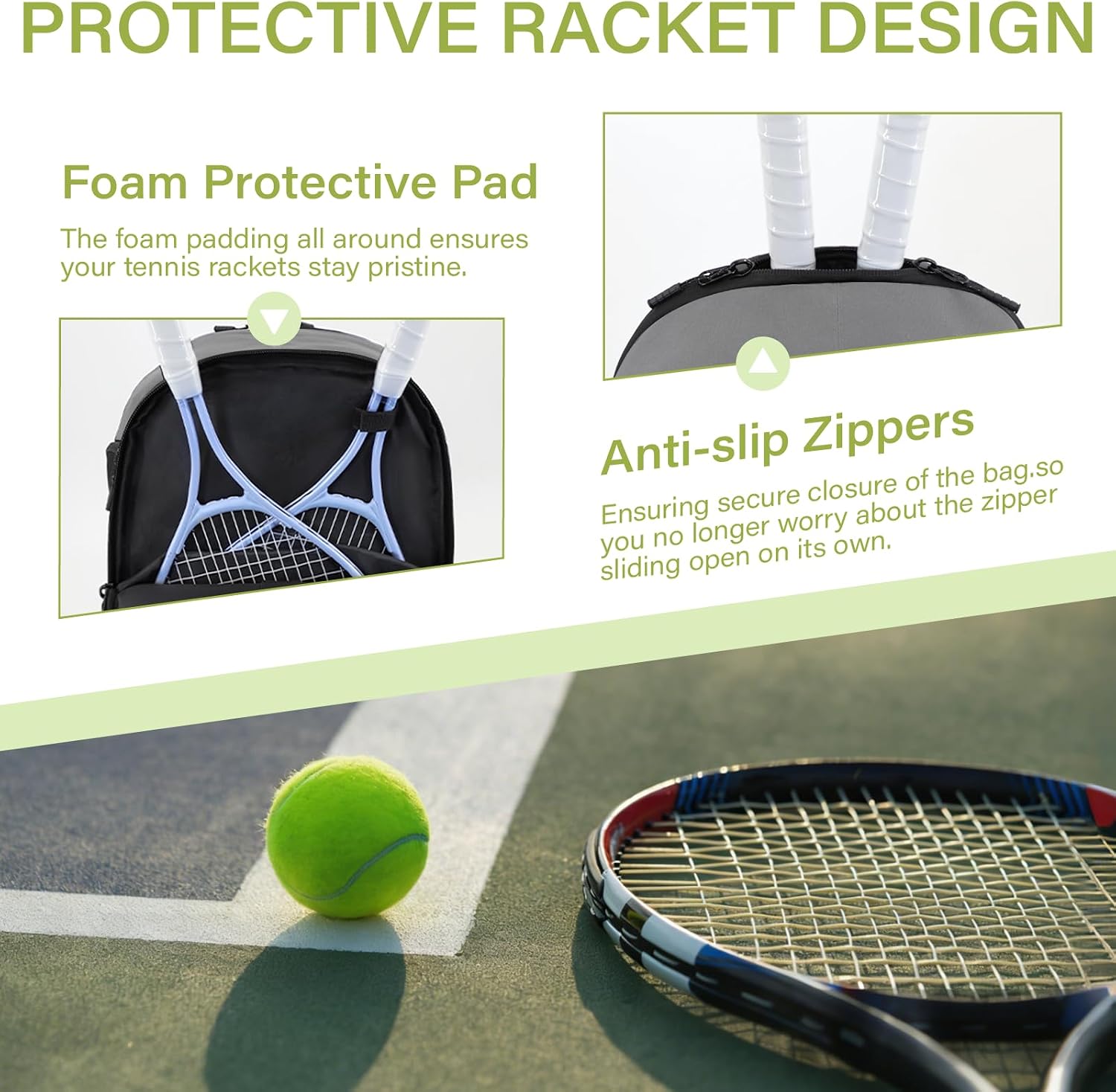 Tennis Bag,Pickleball Bag with Shoe Compartment and Cooler,Fence Hook Design Basketball Backpack for Tennis/Pickleball/Basketball Sport - Image 4