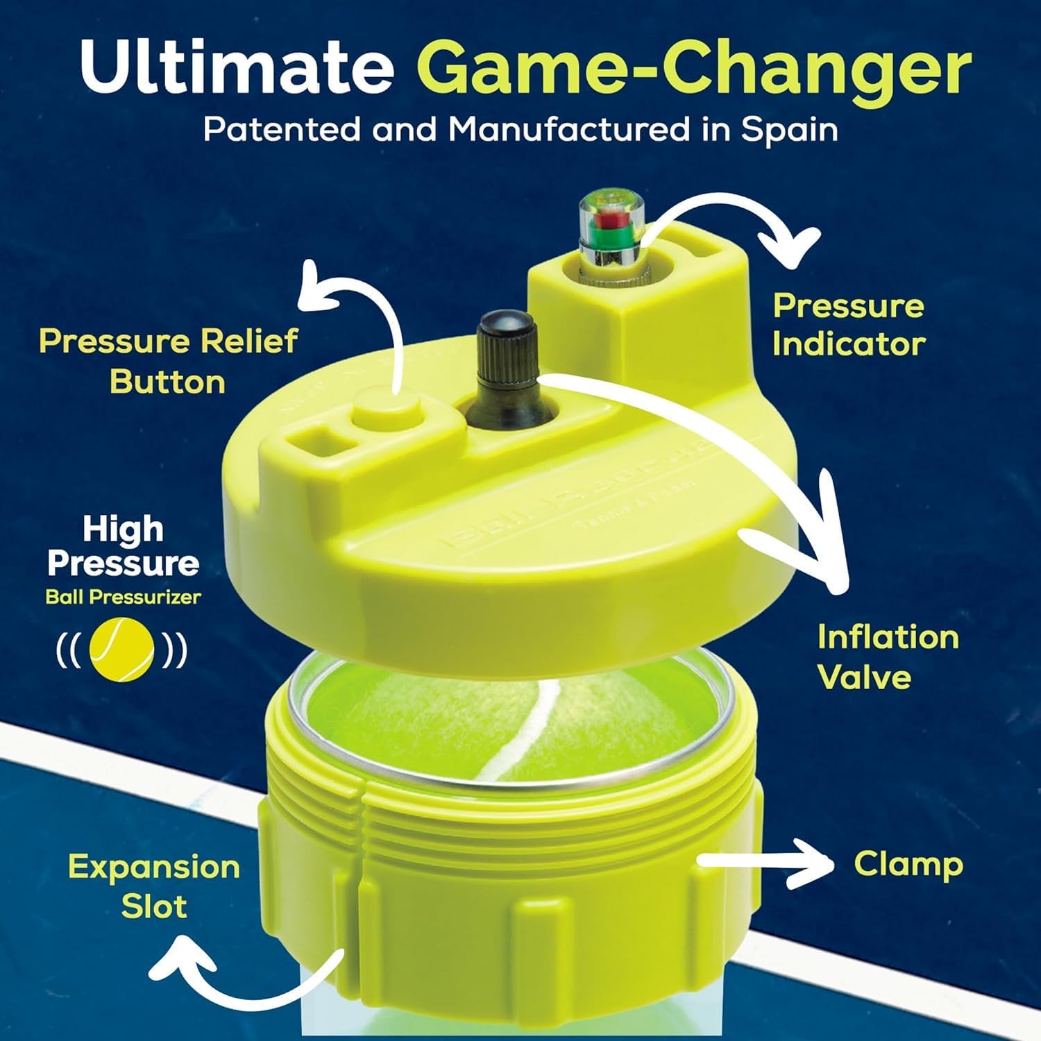 BALL RESCUER: Tennis Ball Pressurizer – Converts Compatible Tennis Ball Container into a 30 psi Ball Pressurizer & Extends Ball Life (Pump & Container not Included in Standard and Standard Plus) - Image 4