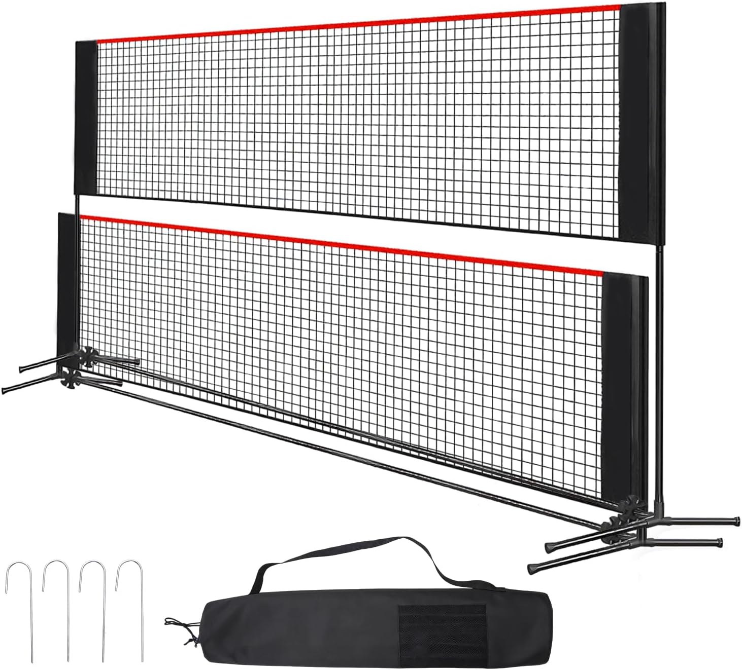 DUMOS Portable Badminton Net Set, 3-5FT Adjustable Height, 10FT/14FT/17FT Wide, Multi Sport Net for Pickleball, Tennis, Volleyball, Soccer Tennis, Indoor Outdoor with Carry Bag, Easy Setup
