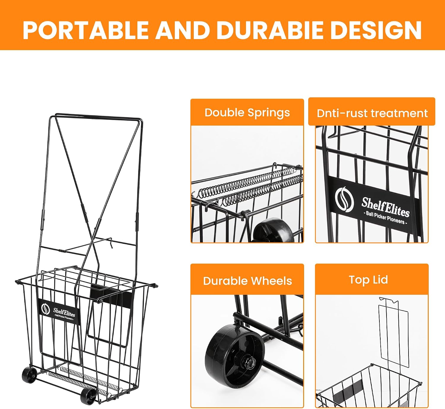 Tennis Ball Hopper, Portable Tennis Ball Holder with Handle for Court, Practice & Training - Image 5