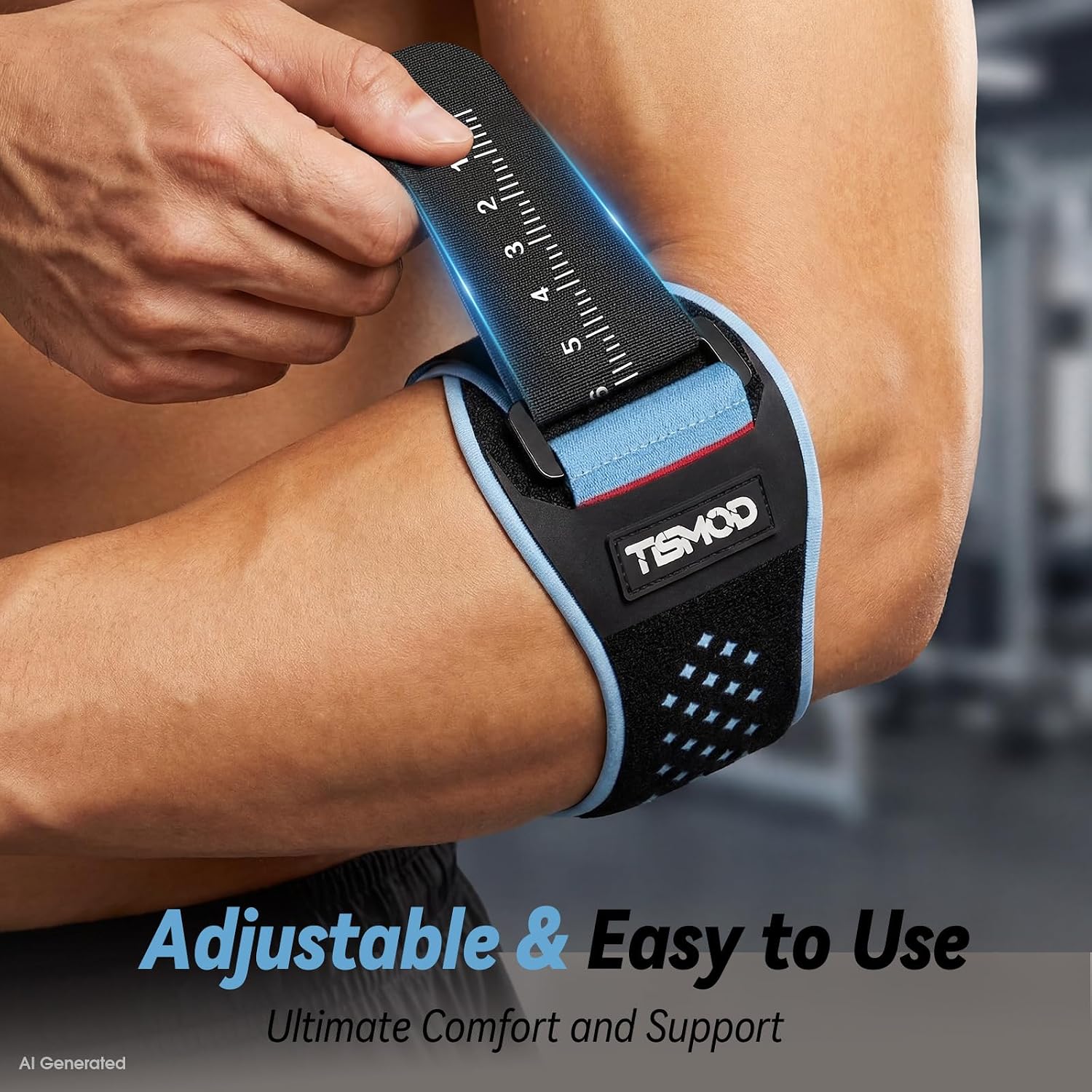 Tennis Elbow Brace for Men and Women, Elbow Support Brace with Dual Gel Pads, Adjustable Breathable Elbow for Tennis Golf Workout, Fits Forearm 8''-10'' Blue S/M - Image 5