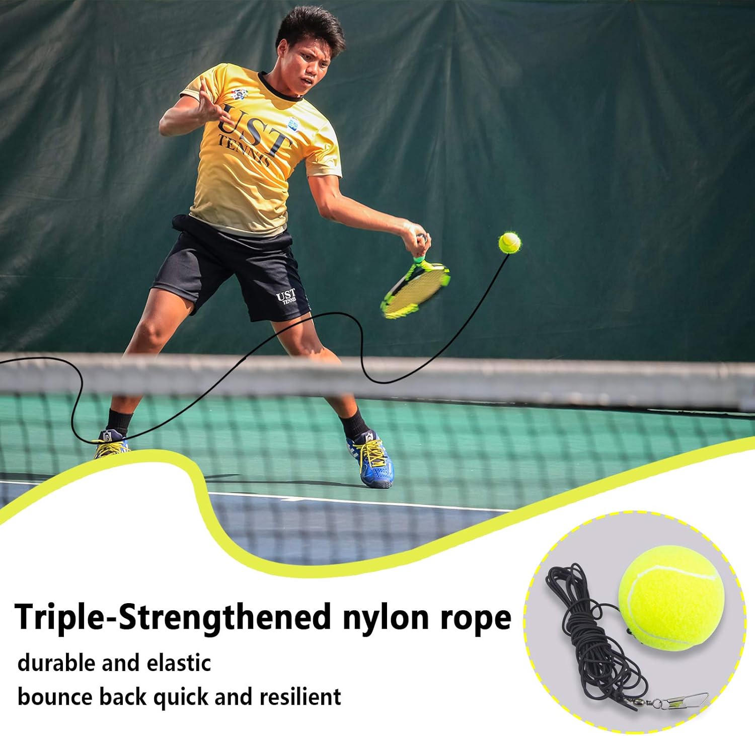 Tennis Rebound Ball & Trainer Kit with 4 Balls & 4 Elastic Ropes for Beginners, Kids & Adults - Image 6