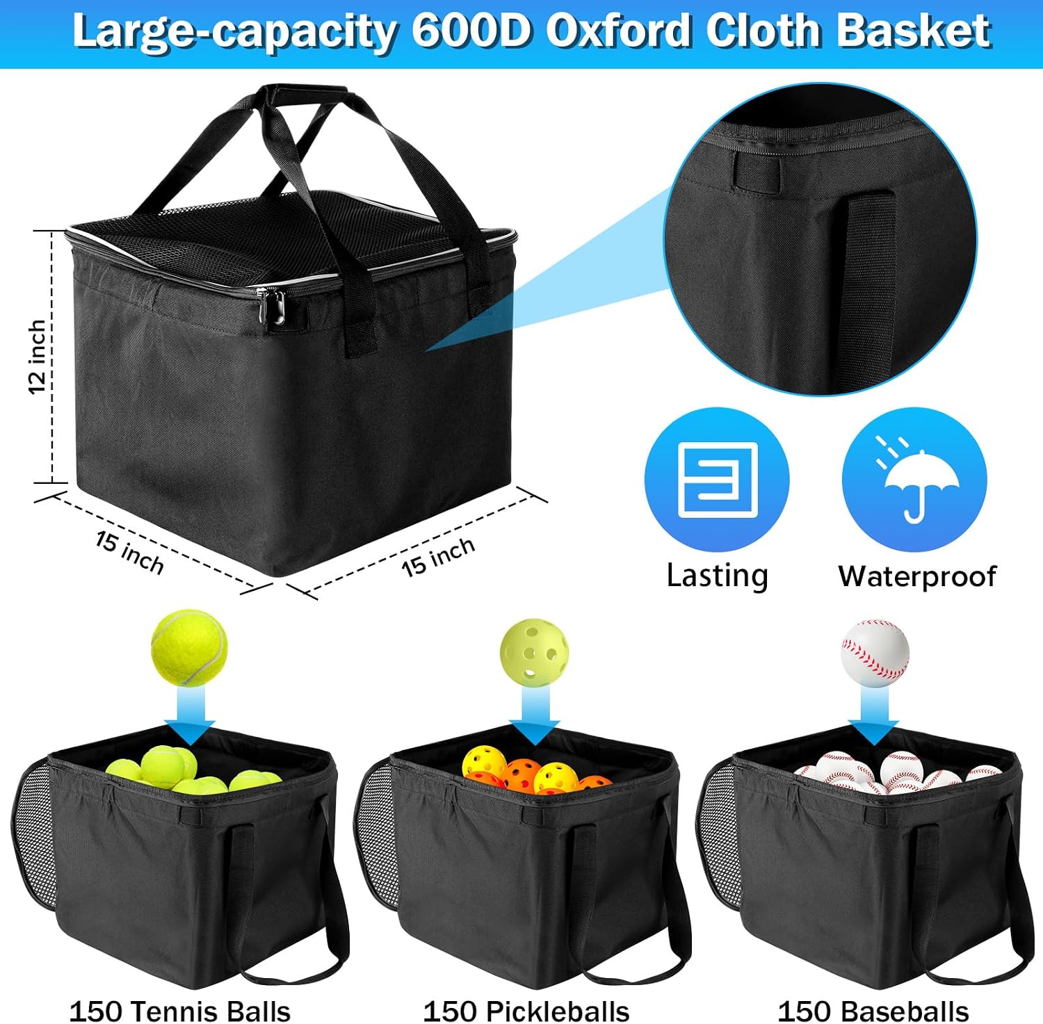 Angooni Professional Tennis Cart with Silent PU Wheels - 2 Capacity Choices (150/240 Balls) - Sturdy, Lightweight & Portable Storage for Practice and Matches - Image 2