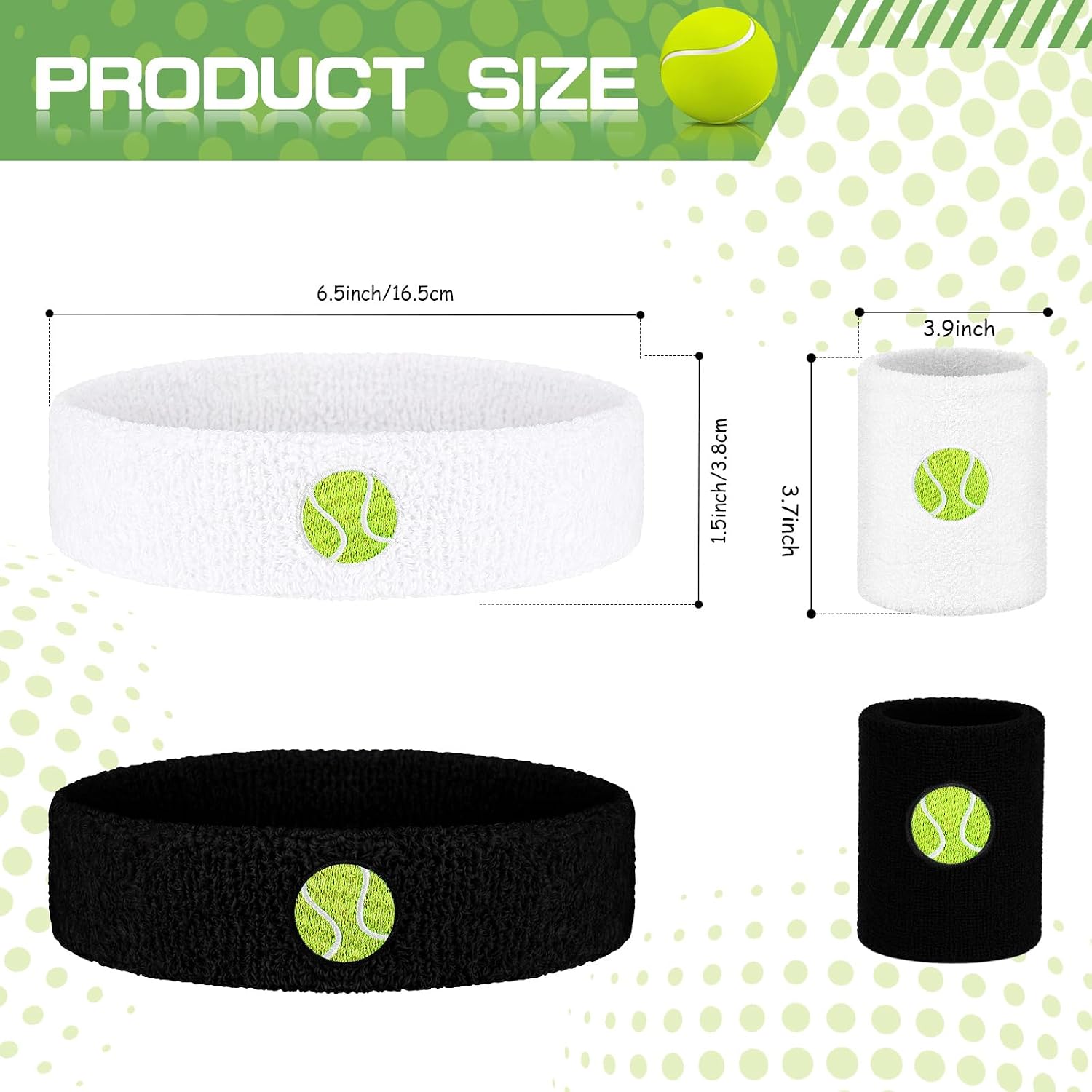Daifunli 6 Pcs Sweatband Set Sports Headband Wristband Set 4 Moisture Wicking Athletic Wristband and 2 Headbands Wrist Sweatband Terry Cloth Sweat Absorbing Head Band for Workout - Image 2