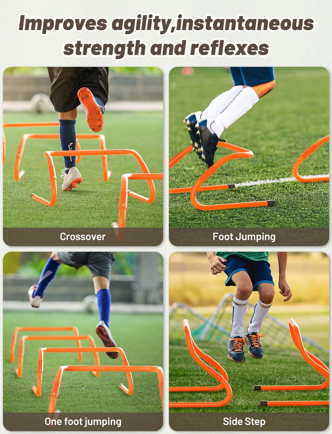 GHB Agility Hurdles Adjustable 8.3"&12.6" Speed Training Equipment Set | Foldable, Sturdy, Drill Guide &Carry Bag Included, For Amateur & Athletes, Soccer & Basketball - Image 7