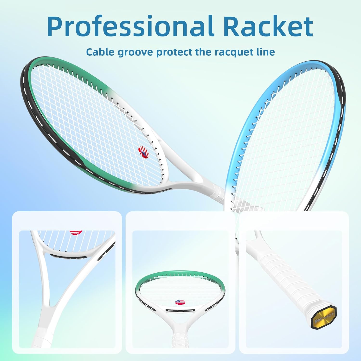 Adult 2 Player Tennis Racket Perfect for Beginner and Professional Players, 27” Speed Tennis Racquet Include Tennis Balls, Overgrips, Tennis Bag, Vibration Dampe, Cover - Image 4