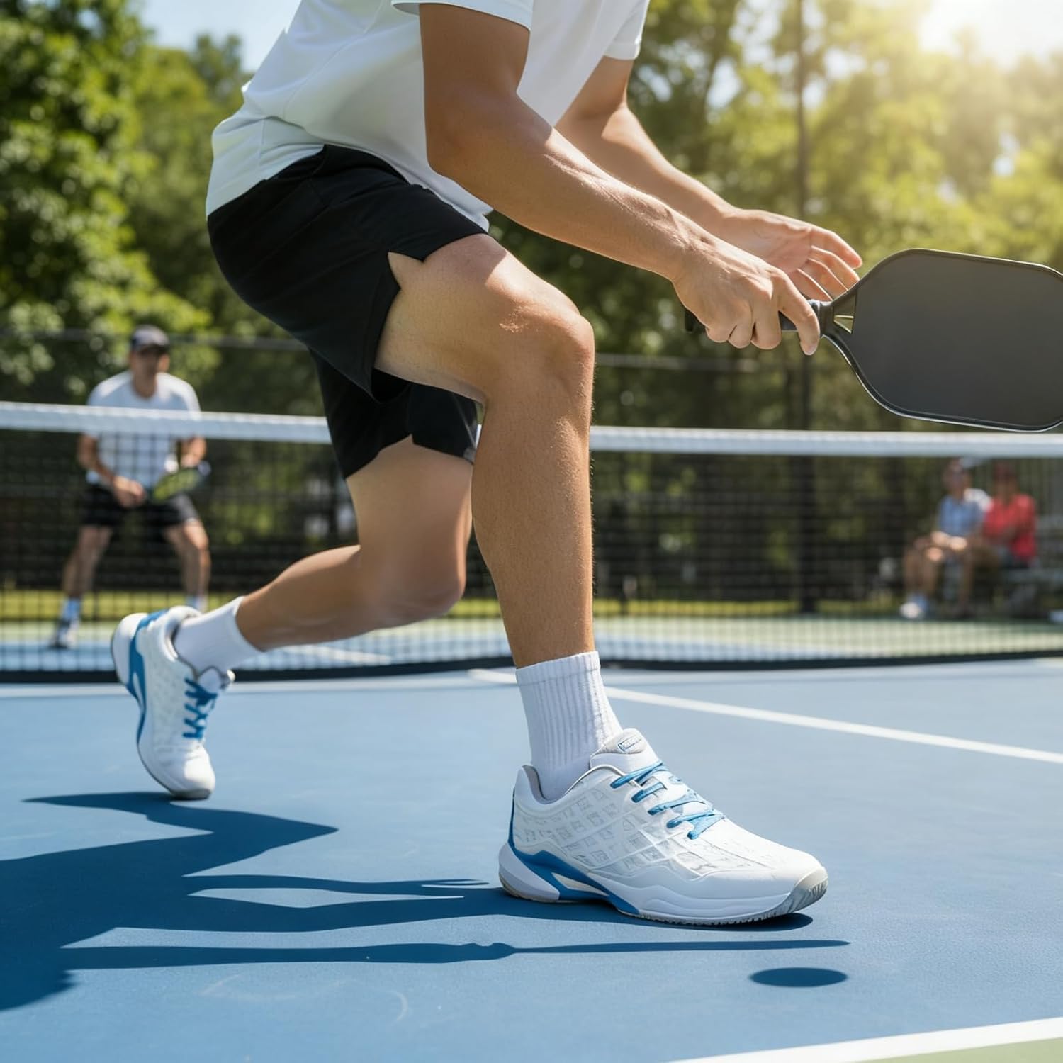 Pickleball Shoes Men Tennis Court Sneakers Indoor Outdoor Breathable Athletic Sports Lightweight Non Slip White/Black - Image 2