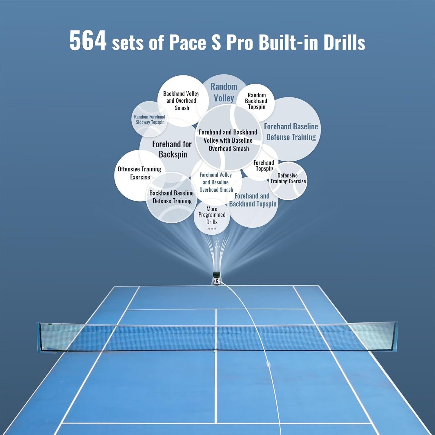 PONGBOT Tennis Ball Machine, APP and Remote Control, Custom Drills, 150 Ball Capacity, Max 80mph,8+ Hours of Endurance, Dual Motor for Topspin and Backspin, PACE S PRO - Image 2