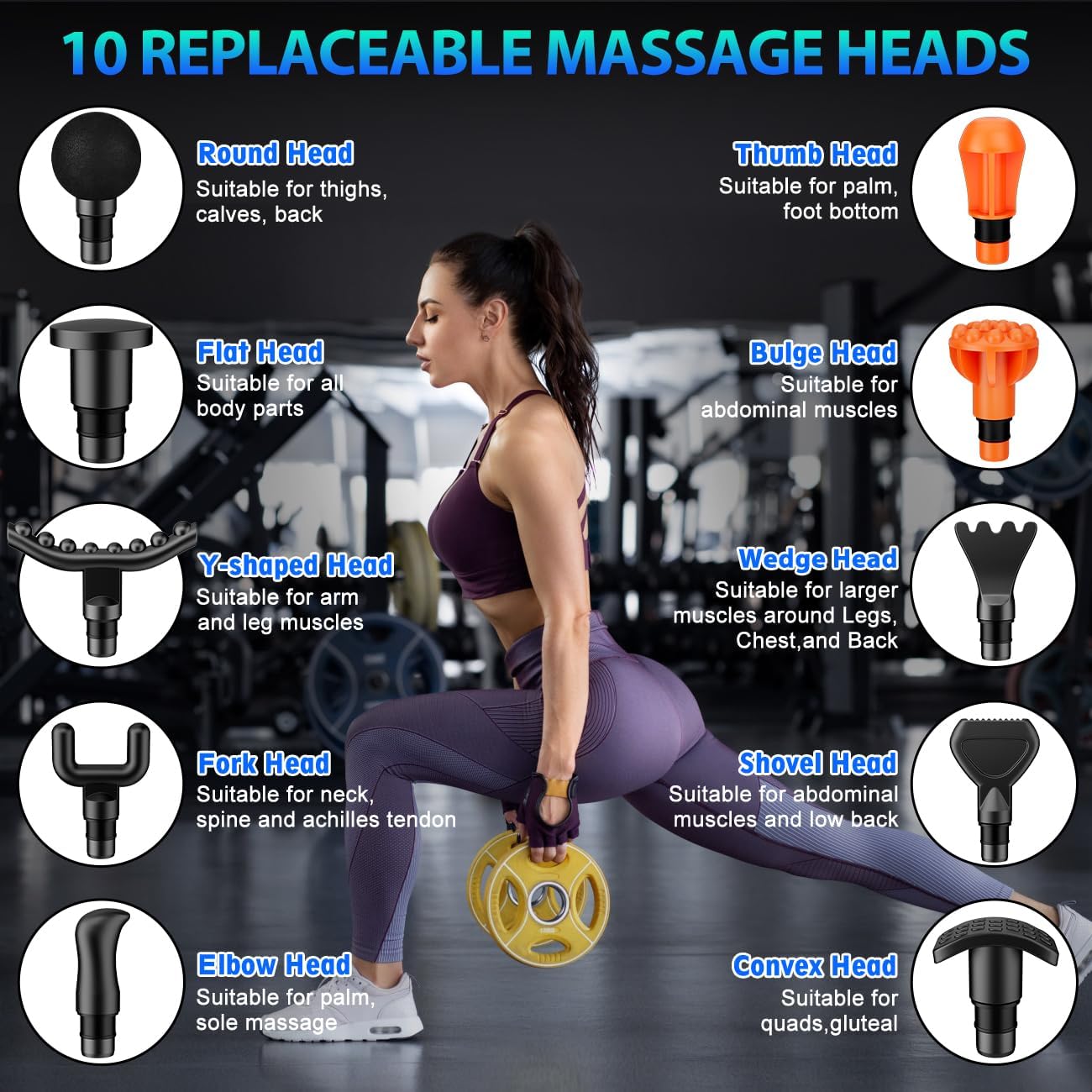 TOLOCO Massage Gun, Deep Tissue Back Massage for Athletes for Pain Relief, Percussion Massager with 10 Massages Heads & Silent Brushless Motor, Fathers Day Dad Gifts, Black - Image 5