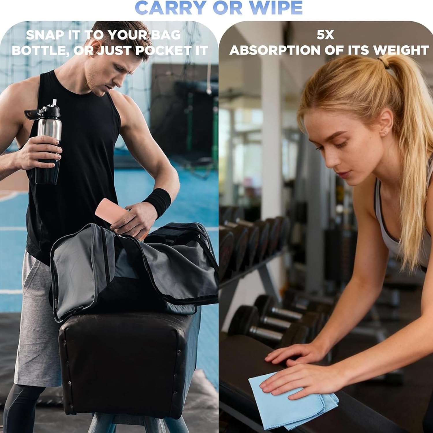 Microfiber Gym Towels - Quick Dry, Highly Absorbing, Odor-Free, for Women & Men - Gym Towel for Hot Yoga, Tennis, Working Out, Camping, Set of 5, 16 * 27Inch, Pastel Colors - Image 6