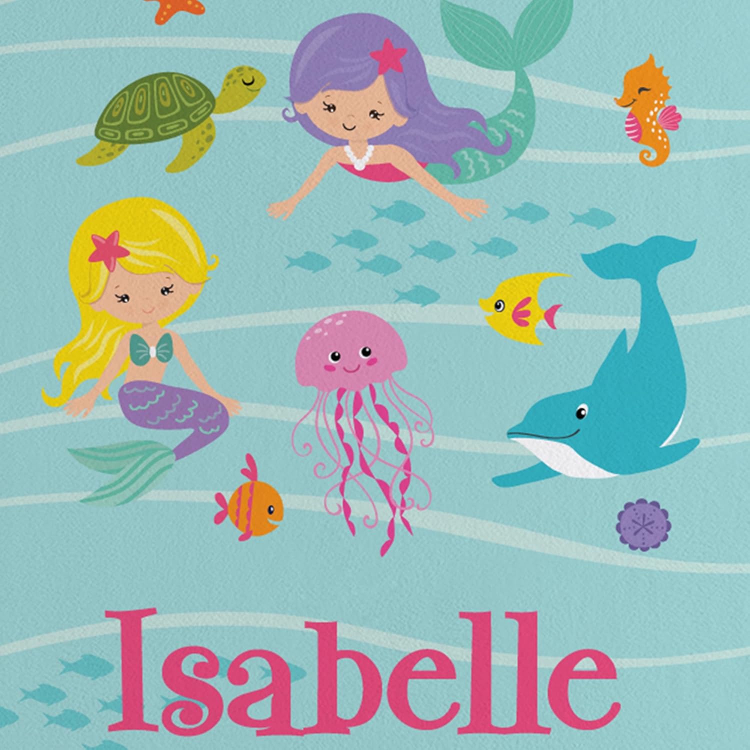 Let's Make Memories Personalized Beach Towel for Kids - Custom Towel for Pool Vacation Spring Break Camp Cruise - 30" Wx60 L - Standard Size - Mermaid & Friends - Image 5