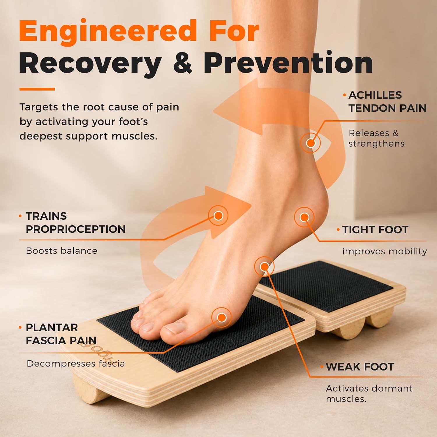 Balance Board for Ankle Strengthening & Physical Therapy - Adjustable Single Leg Board for Recovery from Sprains, Plantar Fasciitis | Stability Trainer with Video Guide and Carry Bag - Image 3