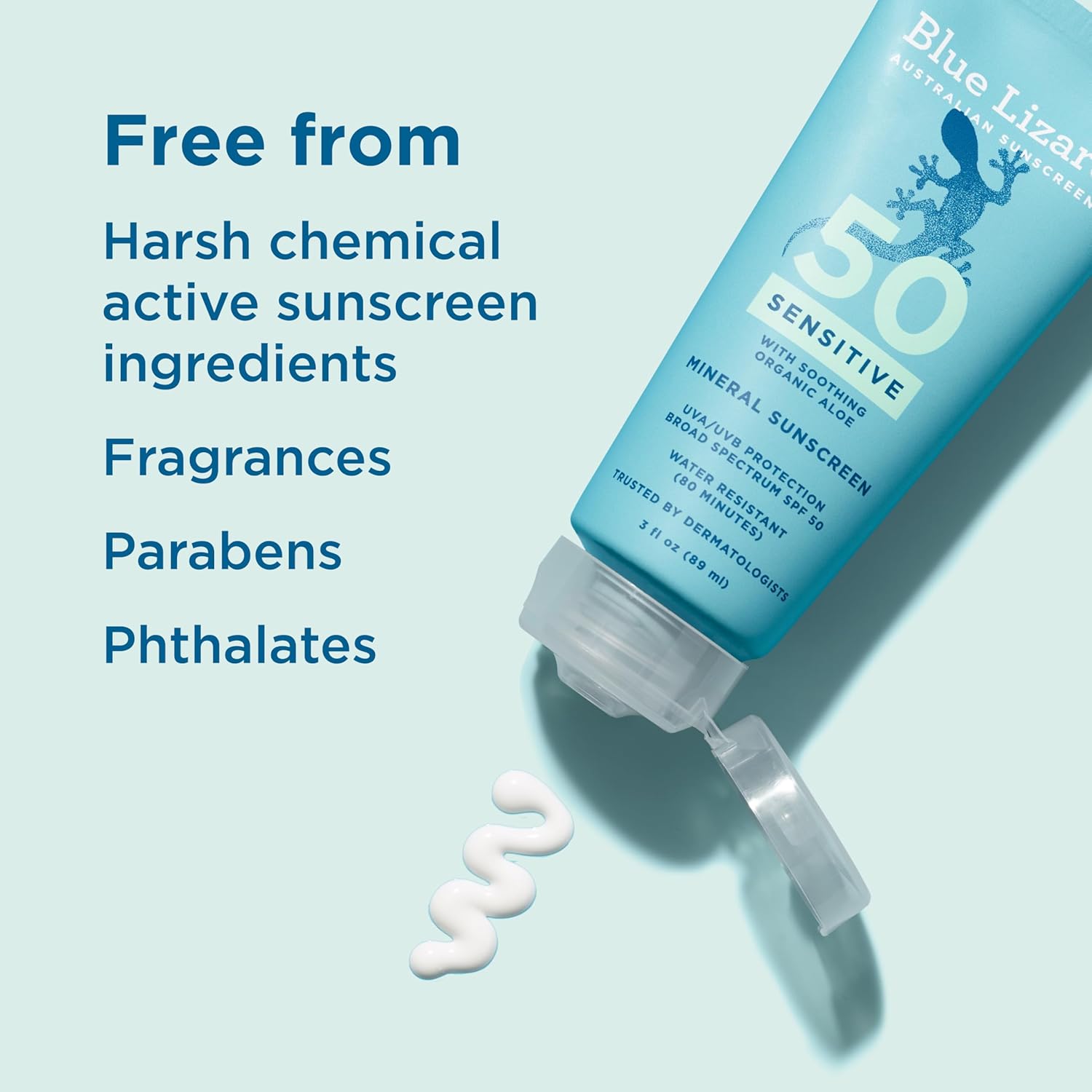 Blue Lizard SENSITIVE Mineral Sunscreen with Zinc Oxide, SPF 50+, Water Resistant, UVA/UVB Protection with Smart Cap Technology - Fragrance Free, 3 oz. Tube - Image 6