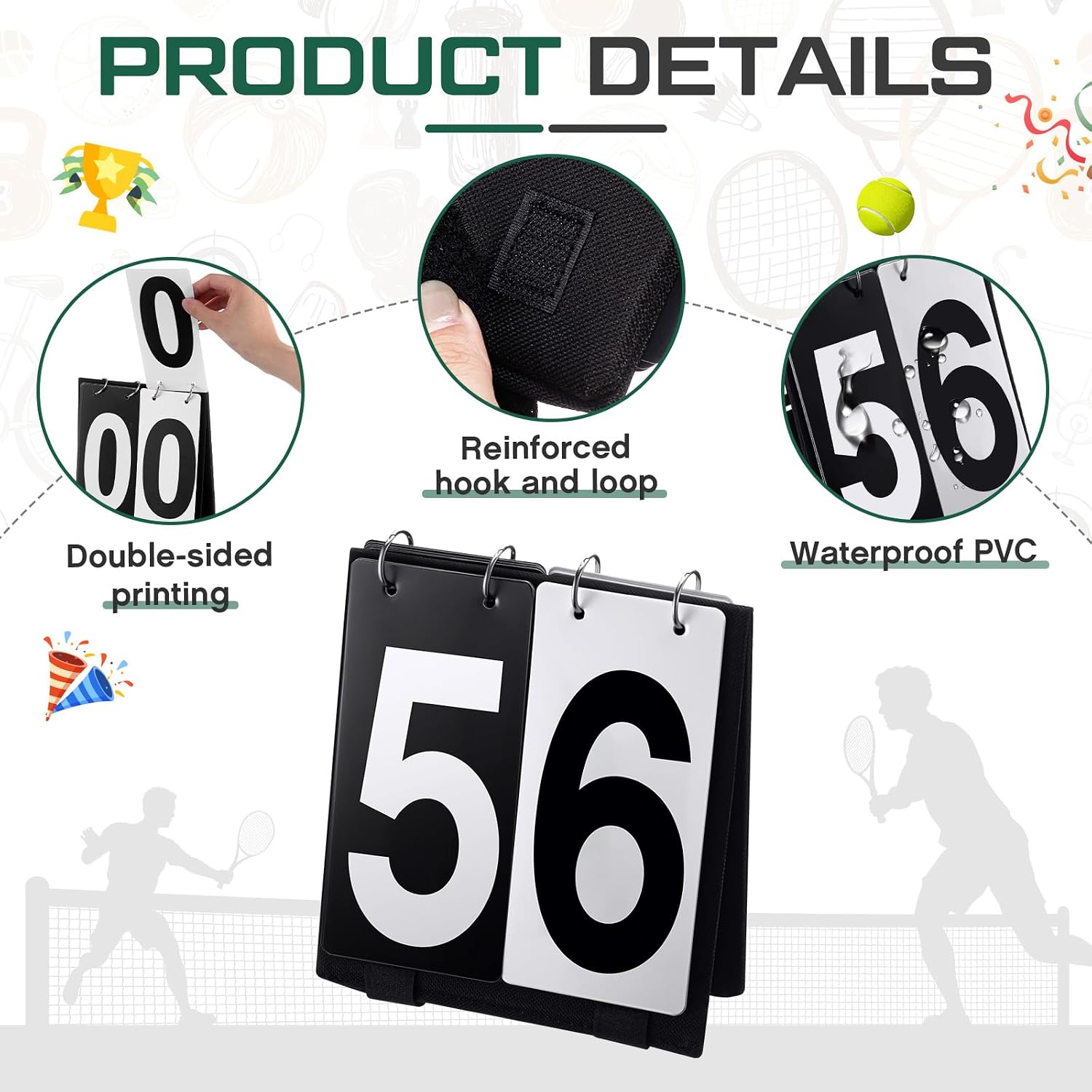 Over Net Tennis Score Keeper Flip Scoreboards Portable for Volleyball Basketball Coaching Tennis Outdoor - Image 3