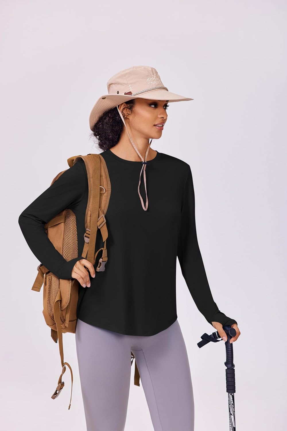 PINSPARK Soft Workout Tops for Women UPF 50+ Sun Protection Shirts with Thumb Holes Quick Dry Running Hiking Rash Shirt - Image 5