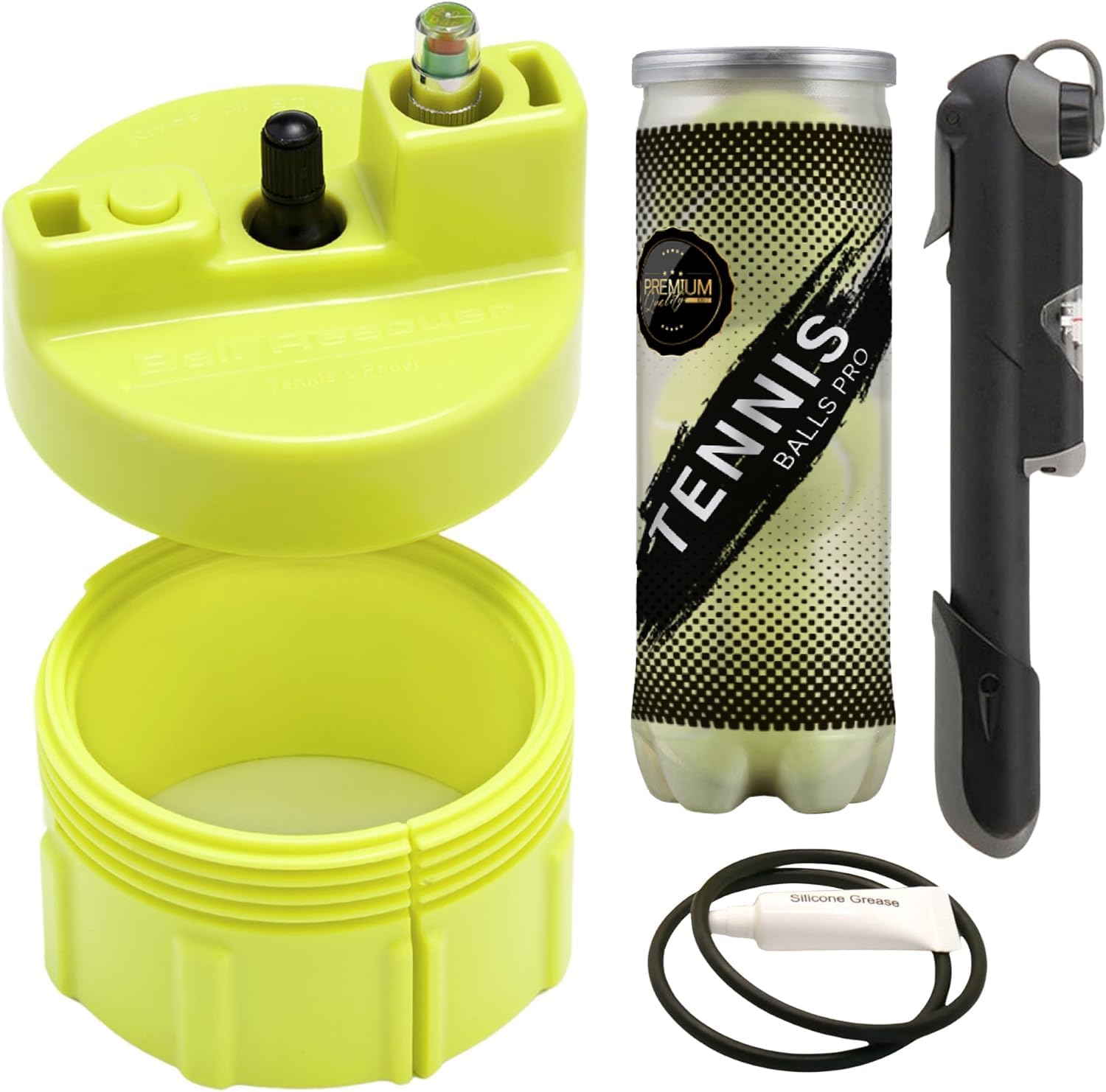 BALL RESCUER: Tennis Ball Pressurizer – Converts Compatible Tennis Ball Container into a 30 psi Ball Pressurizer & Extends Ball Life (Pump & Container not Included in Standard and Standard Plus)