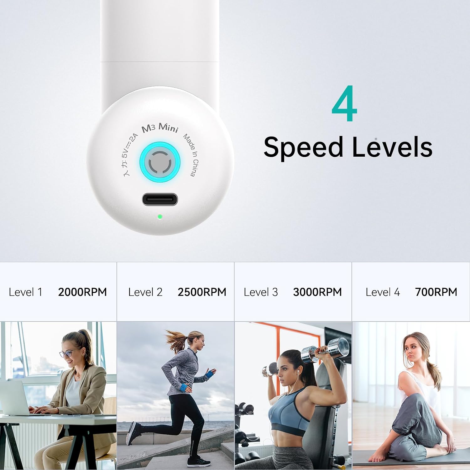 Opove M3 Mini Massage Gun for Back Pain Relief, with Facial Mode, 7mm Amplitude, 4 Vibration Levels Ultralight Portable and Rechargeable Fascia Gun Active Recovery Women Presents - Image 5