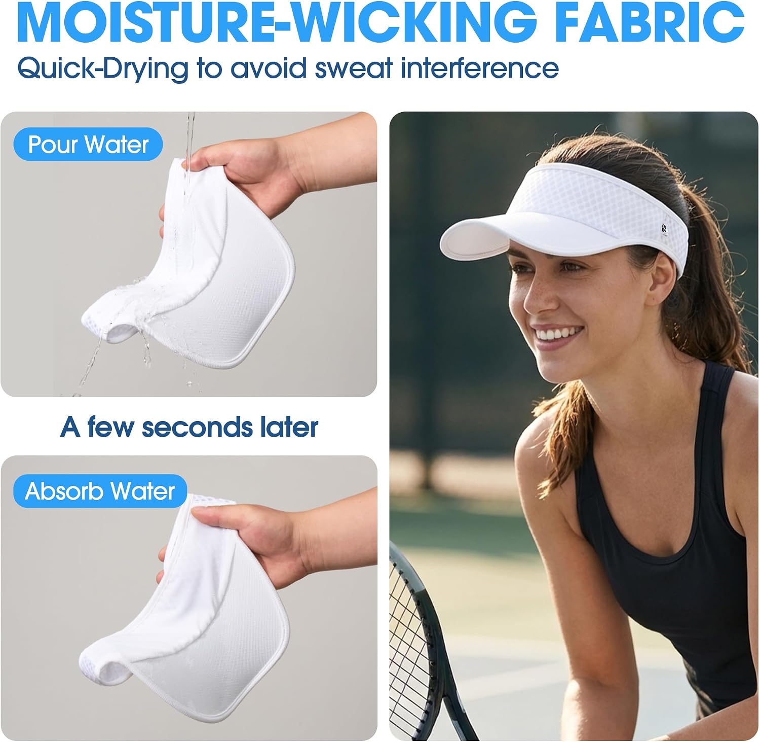 LONGLONG Sports Sun Visor Hat - Moisture Wicking Sun Protection with Adjustable Strap for Running Tennis Golf Hiking - Image 3