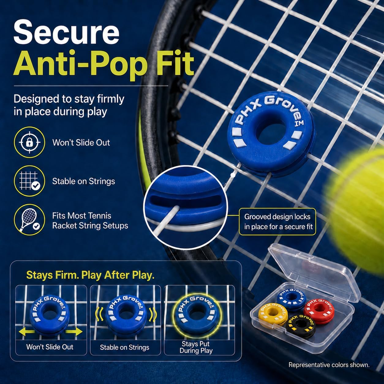 Tire-Shaped Tennis Dampener for Racket, Tennis Racket Vibration Dampener, Rubber Shock Absorber for Strings, Tennis Racquet Dampeners (Include Storage Box) - Image 7