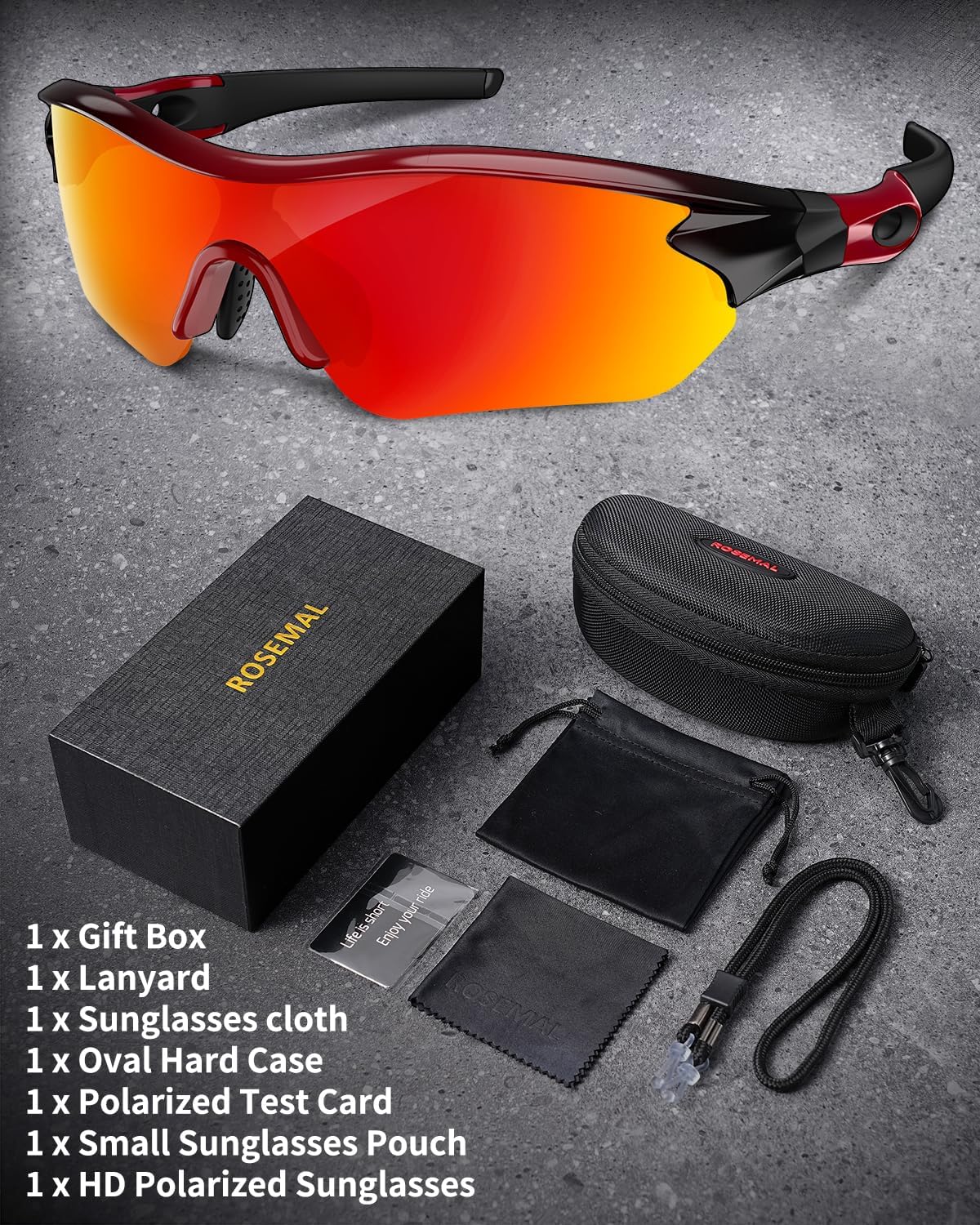 Rosemal Sunglasses Men Polarized Sports UV400 Protection TR90 Frame for Running Cycling Baseball Golf - Image 6
