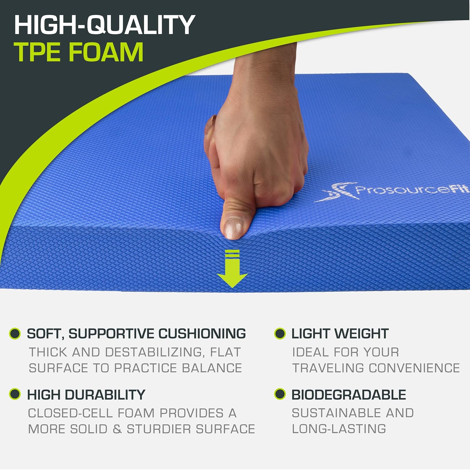 ProsourceFit Exercise Balance Pad, Non-Slip Cushioned Foam Mat & Knee Pad for Fitness and Stability Training, Yoga, Physical Therapy - Image 3