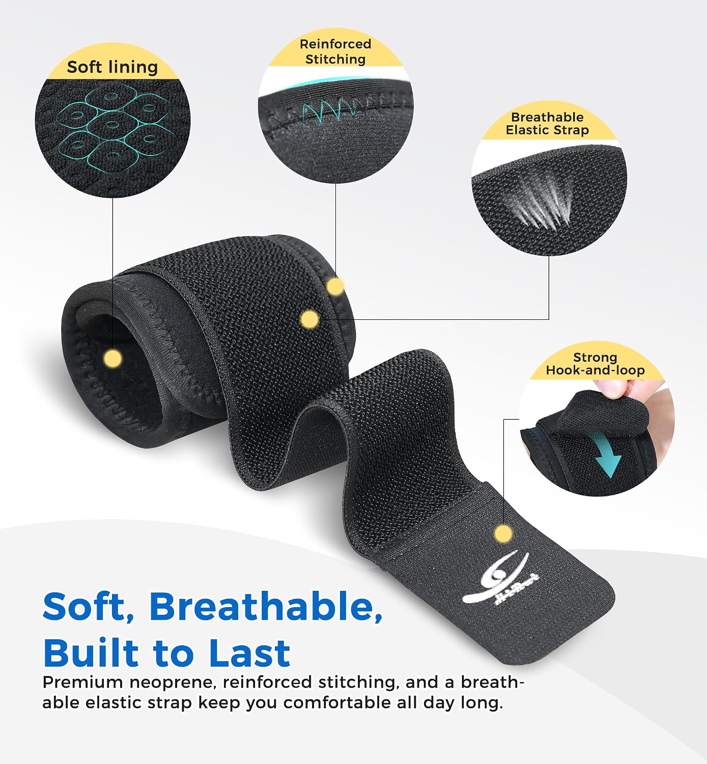 HiRui 2 Pack Wrist Compression Straps – Dual‑Layer Wrist Brace for Pain Relief & Support, Tendonitis, Carpal Tunnel, Arthritis – Adjustable Wrist Wraps for Fitness, Workouts & Everyday Use (Black) - Image 5