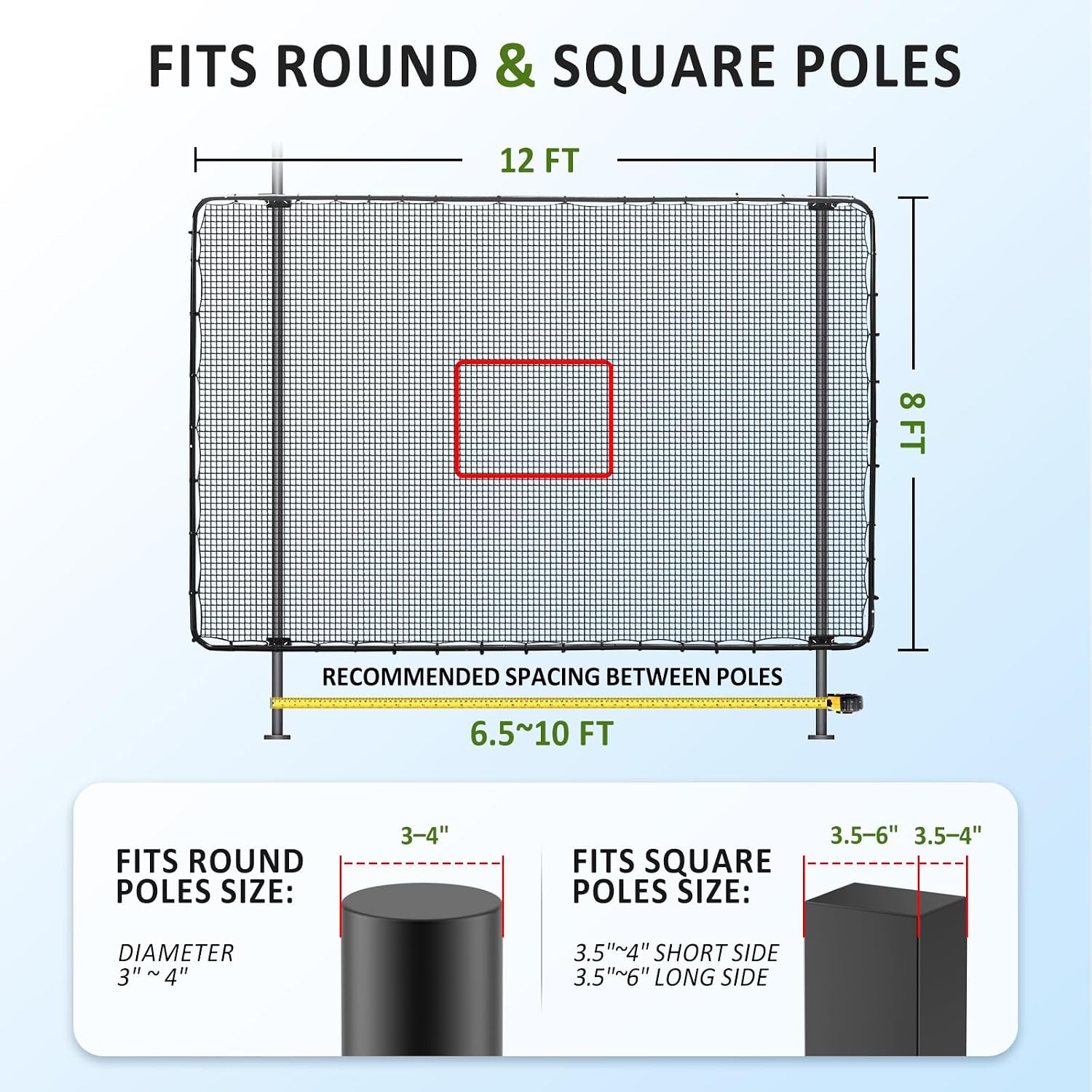 Fence-Mount Tennis Rebounder Net 12x8FT – Space-Saving Tennis Practice Wall with Adjustable Rebound Angle – Solo Training Net Fits Most Fence Poles, Heavy-Duty Frame for Outdoor Practice - Image 3