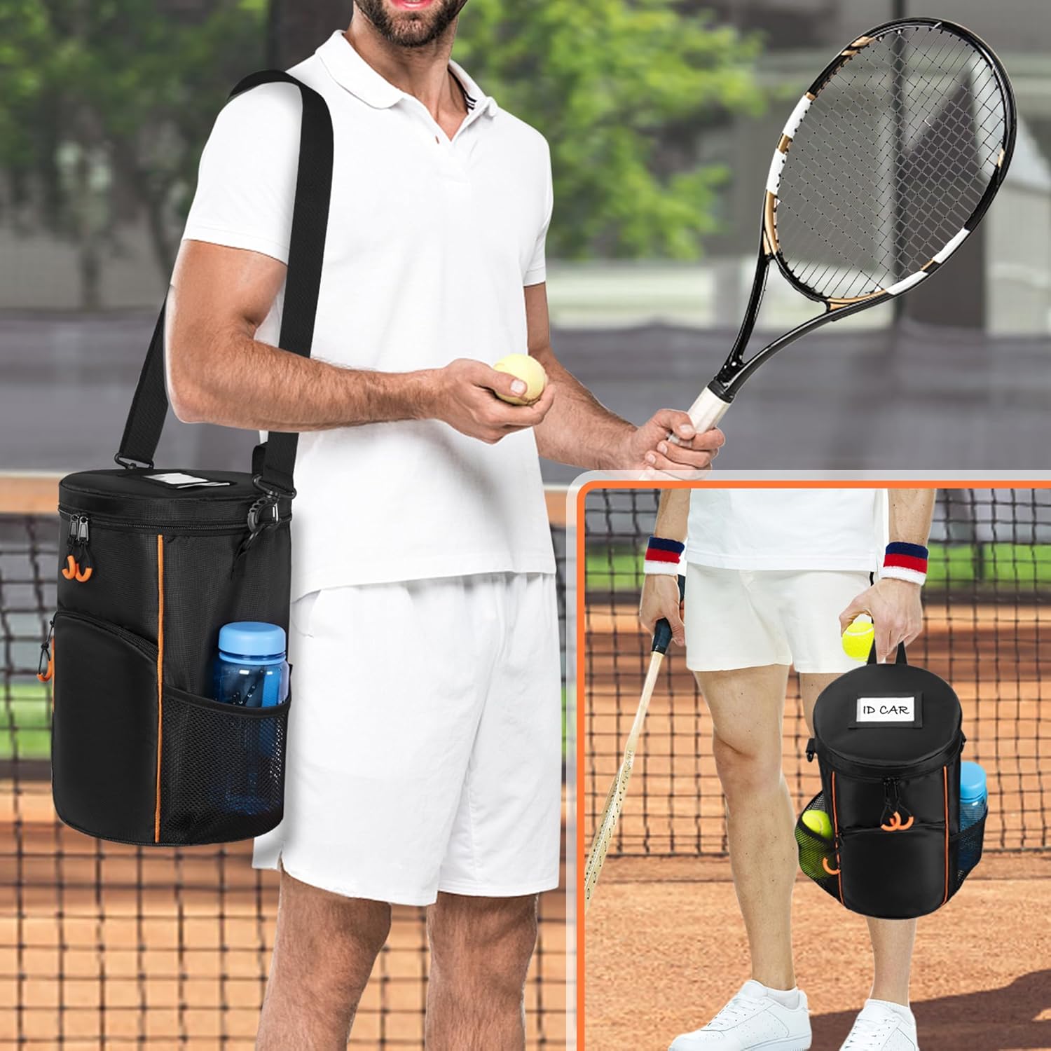 DSLEAF Tennis Ball Bag with Sturdy Bottom, Baseball & Lacrosse Ball Bag with Multiple Pockets and Portable Shoulder Strap for Tennis, Baseball, Lacrosse,Pickle Ball and Table Tennis Training - Image 5